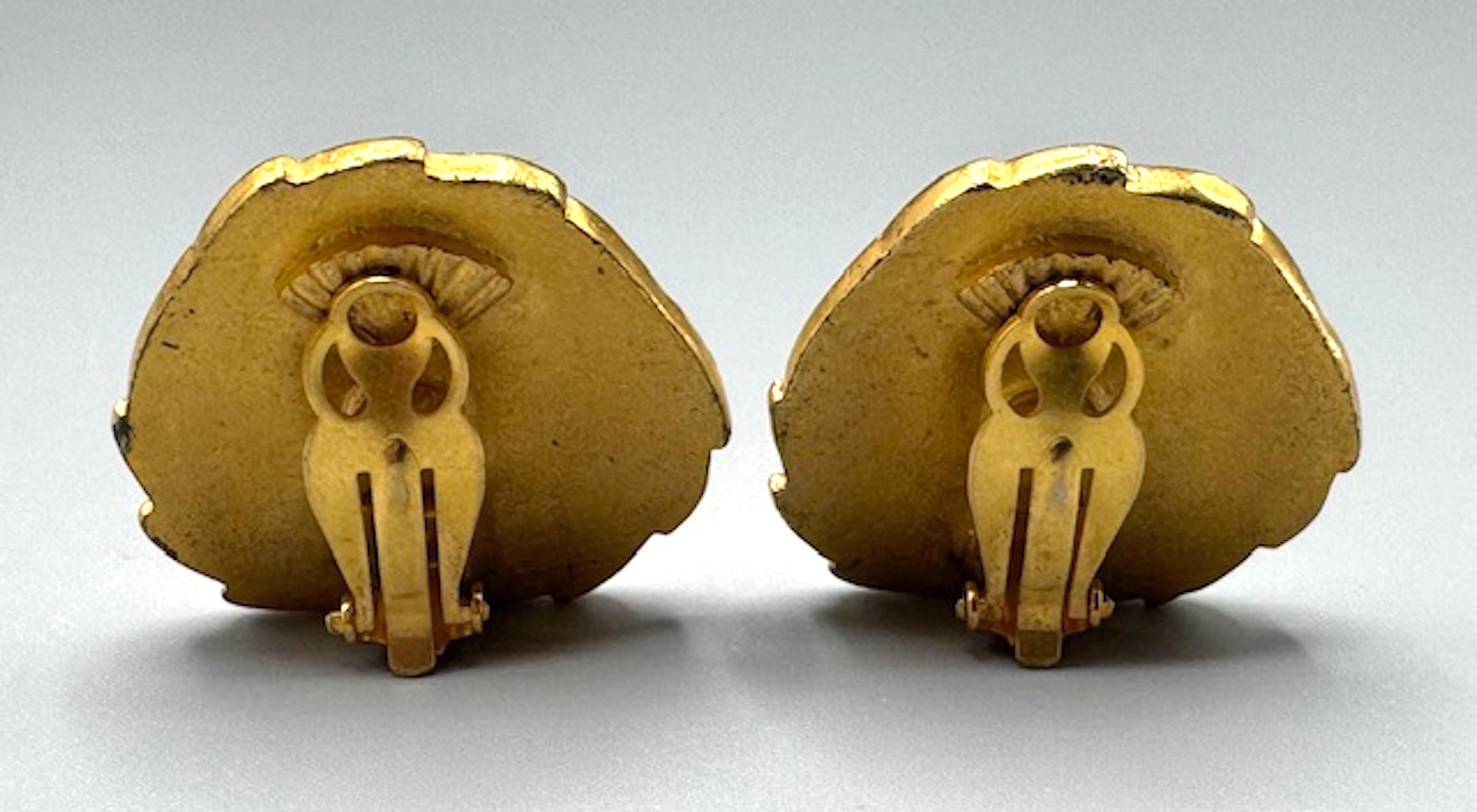 Karl Lagerfelf Gold Logo Button Earrings In Good Condition For Sale In New York, NY