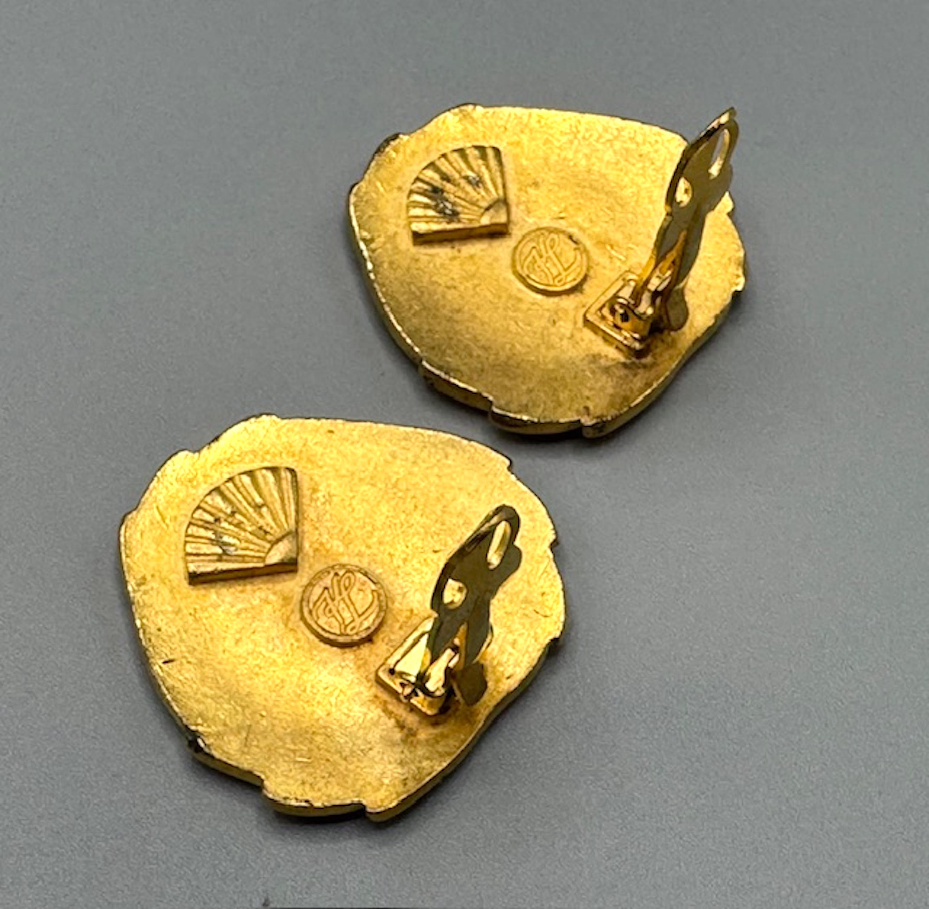 Women's Karl Lagerfelf Gold Logo Button Earrings For Sale