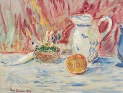 Vintage Vibrant Still Life, original oil on canvas, post-impressionist, Danish 20th C