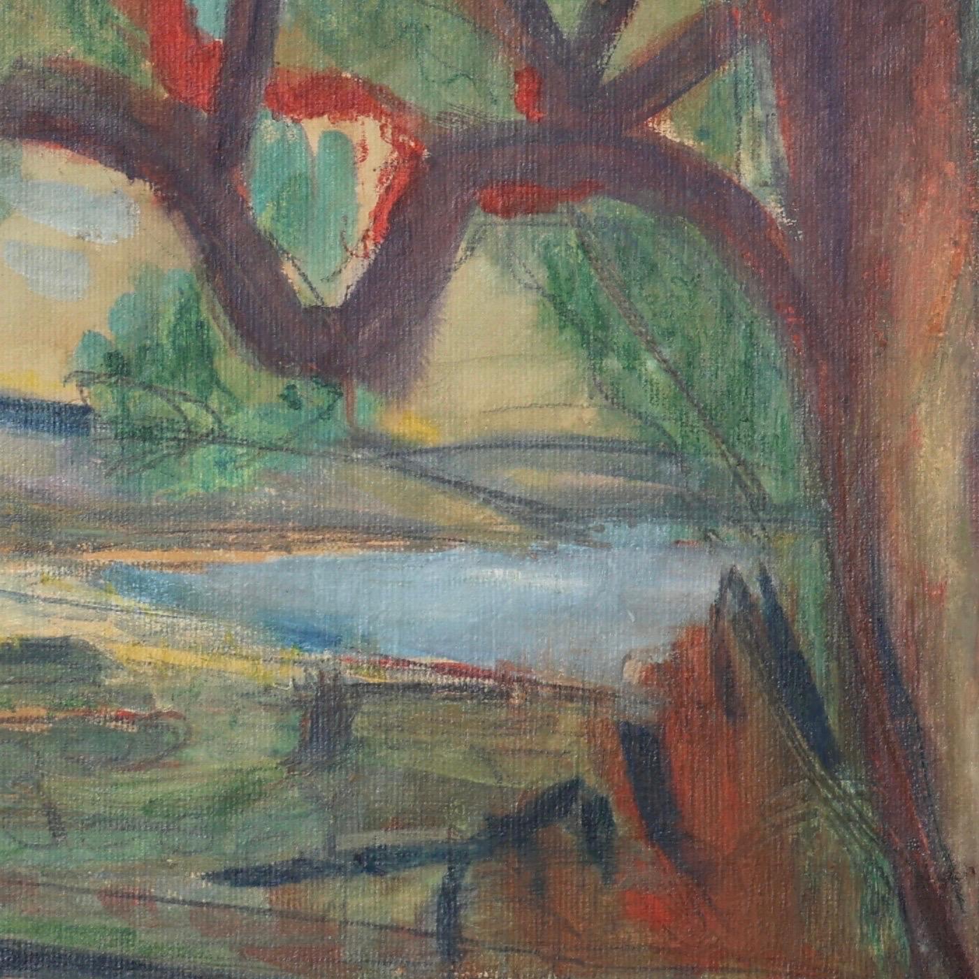 Karl Larsen 'Mediterranean view at Cagnes-Sur-Mer', 1927, Denmark In Good Condition For Sale In Værløse, DK
