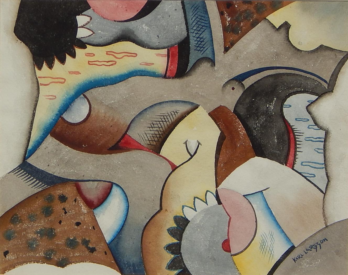 Karl Larsson, artista svedese, di New York e del New Mexico, acquerello astratto in vendita 1