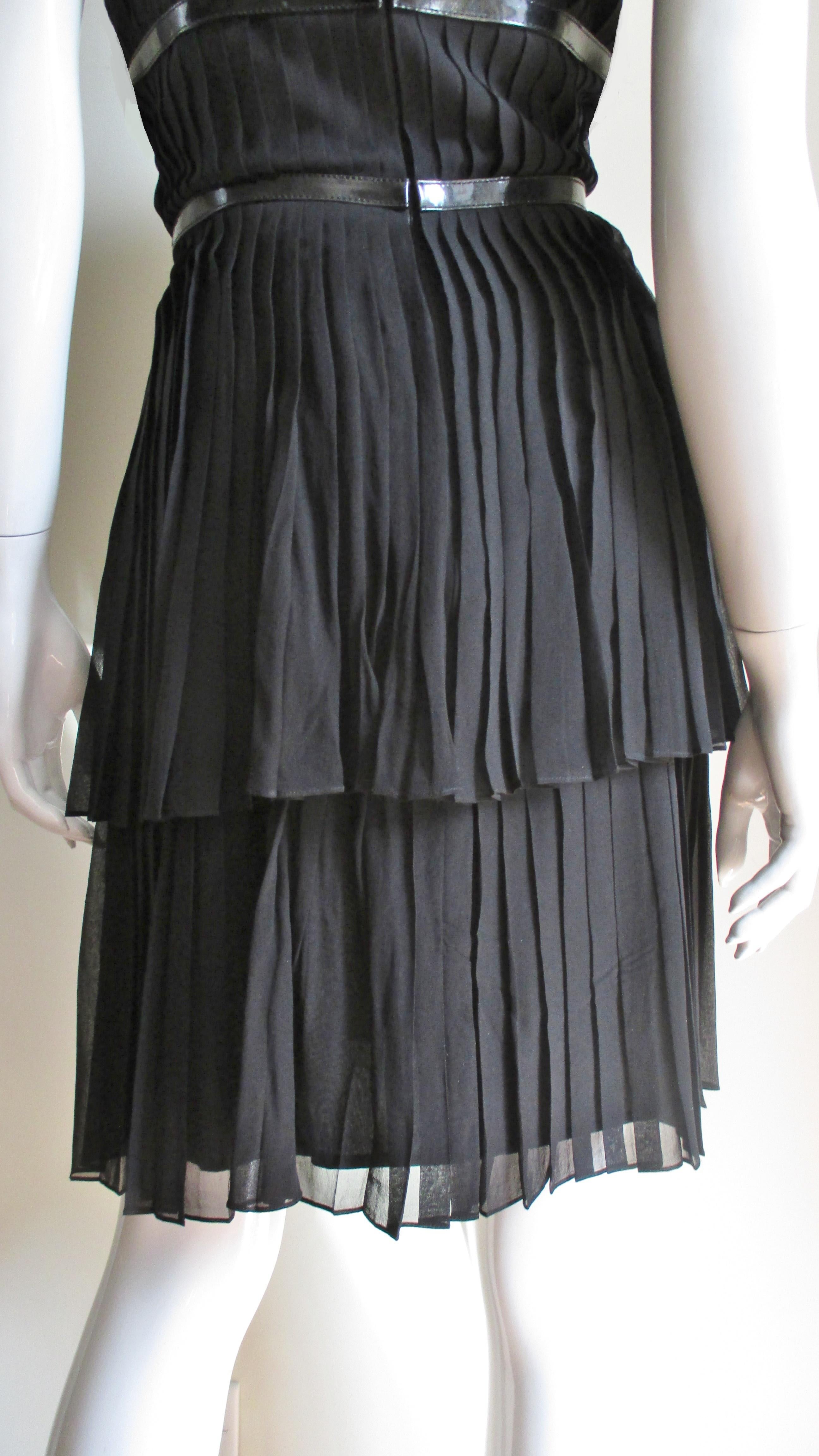 Karl Lagerfeld Silk Dress with Leather Straps For Sale 3