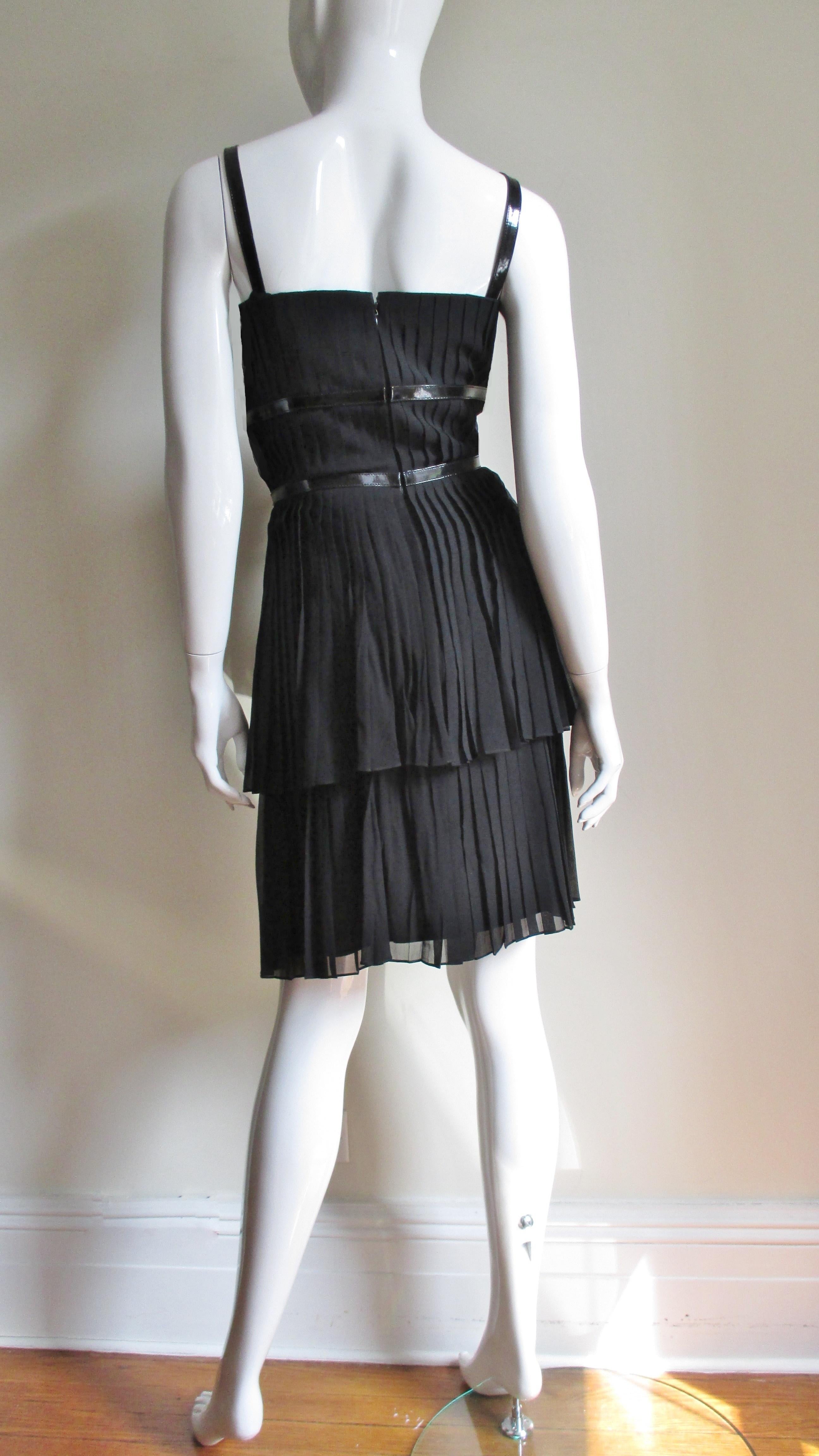 Karl Lagerfeld Silk Dress with Leather Straps For Sale 4