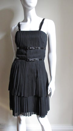 Karl Lagerfeld Silk Dress with Leather Straps