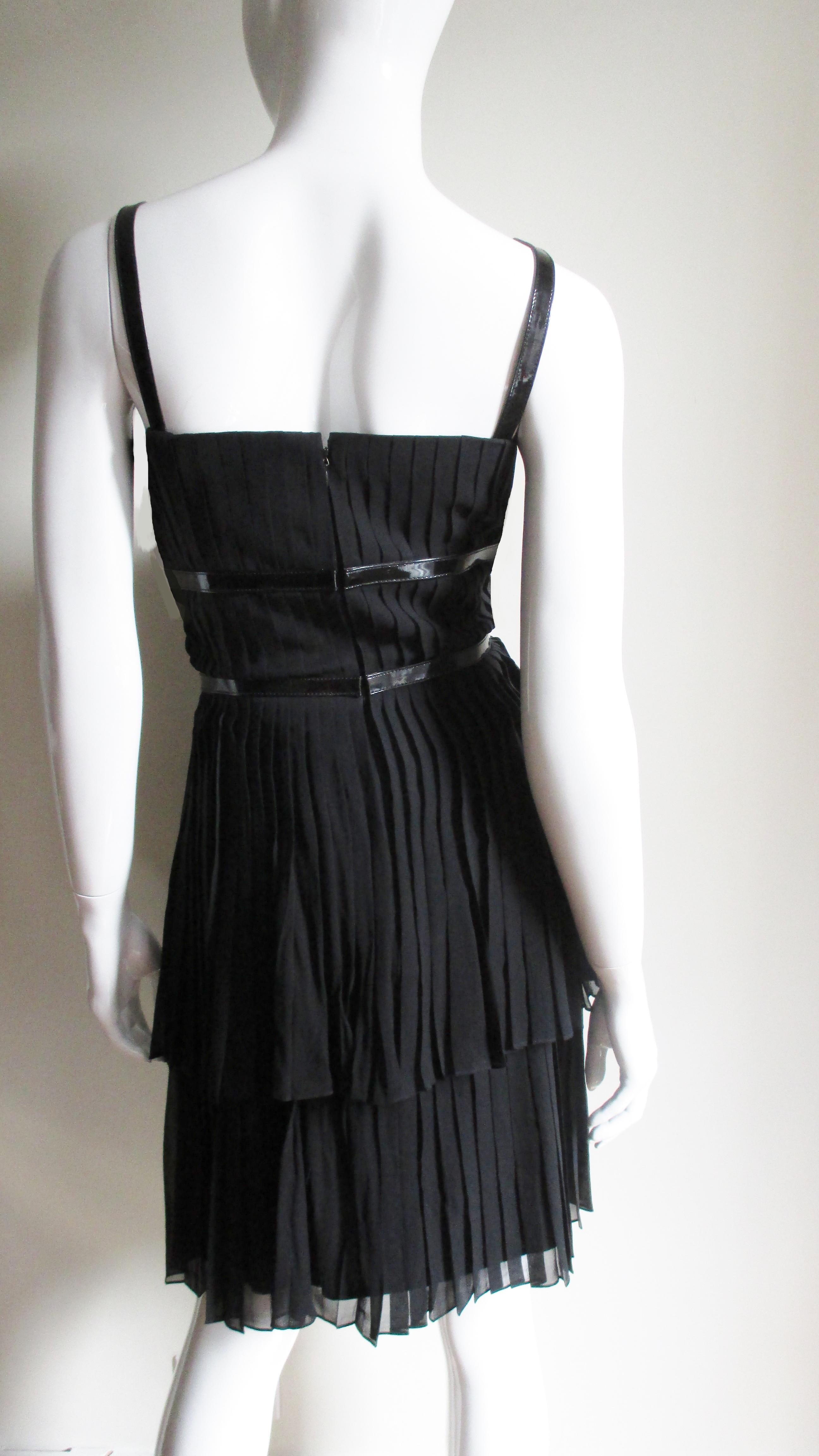 Karl Lagerfeld Silk Dress with Leather Straps For Sale 1