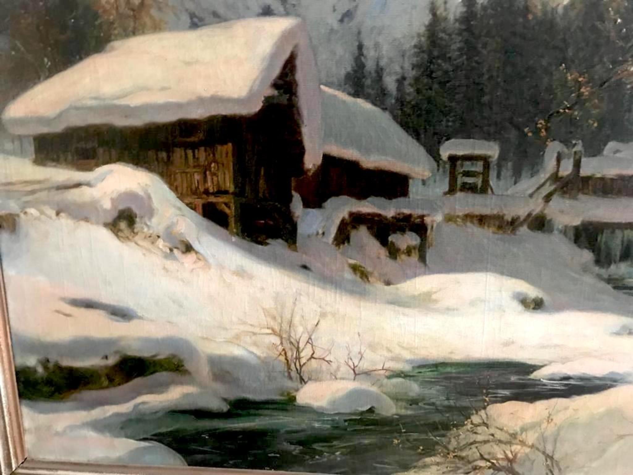 Winter Landscape - Brown Landscape Painting by Karl Ludwig Prinz