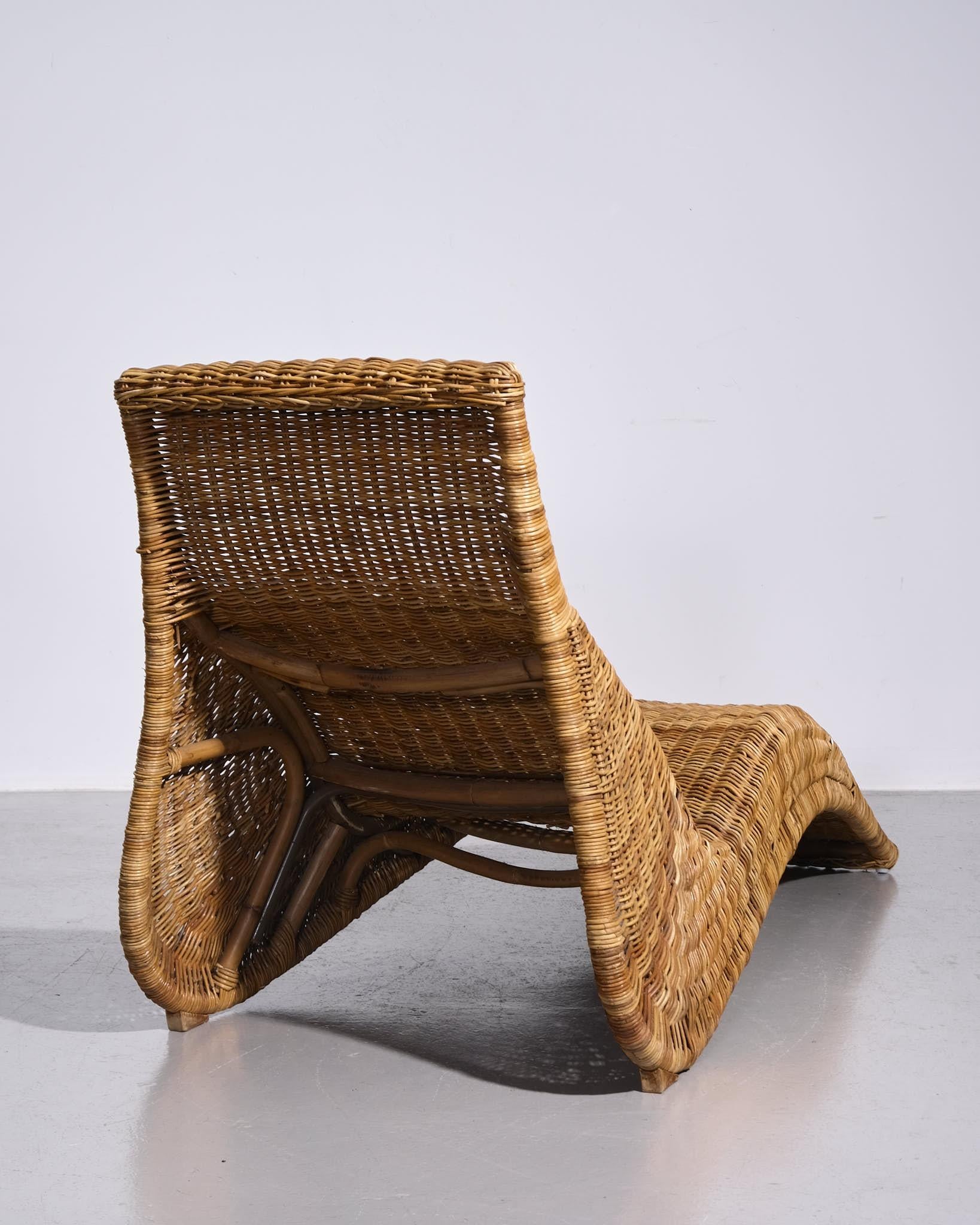 Mid-Century moderno Karl Malmvall per Ikea 'Karlskorna' Lettino in rattan anni '90 in vendita