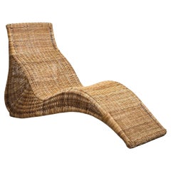 Karl Malmvall for Ikea 'Karlskorna' Rattan Lounger 1990s