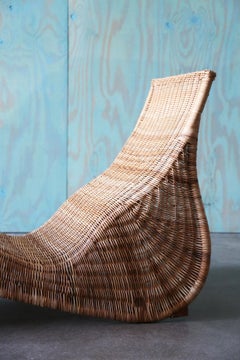 Karl Malmvall for Ikea "Karlskorna" Woven Rattan Chaise lounge chair c. 1990s