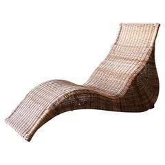 Karl Malmvall for Ikea "Karlskorna" Woven Rattan Chaise lounge chair c. 1990s