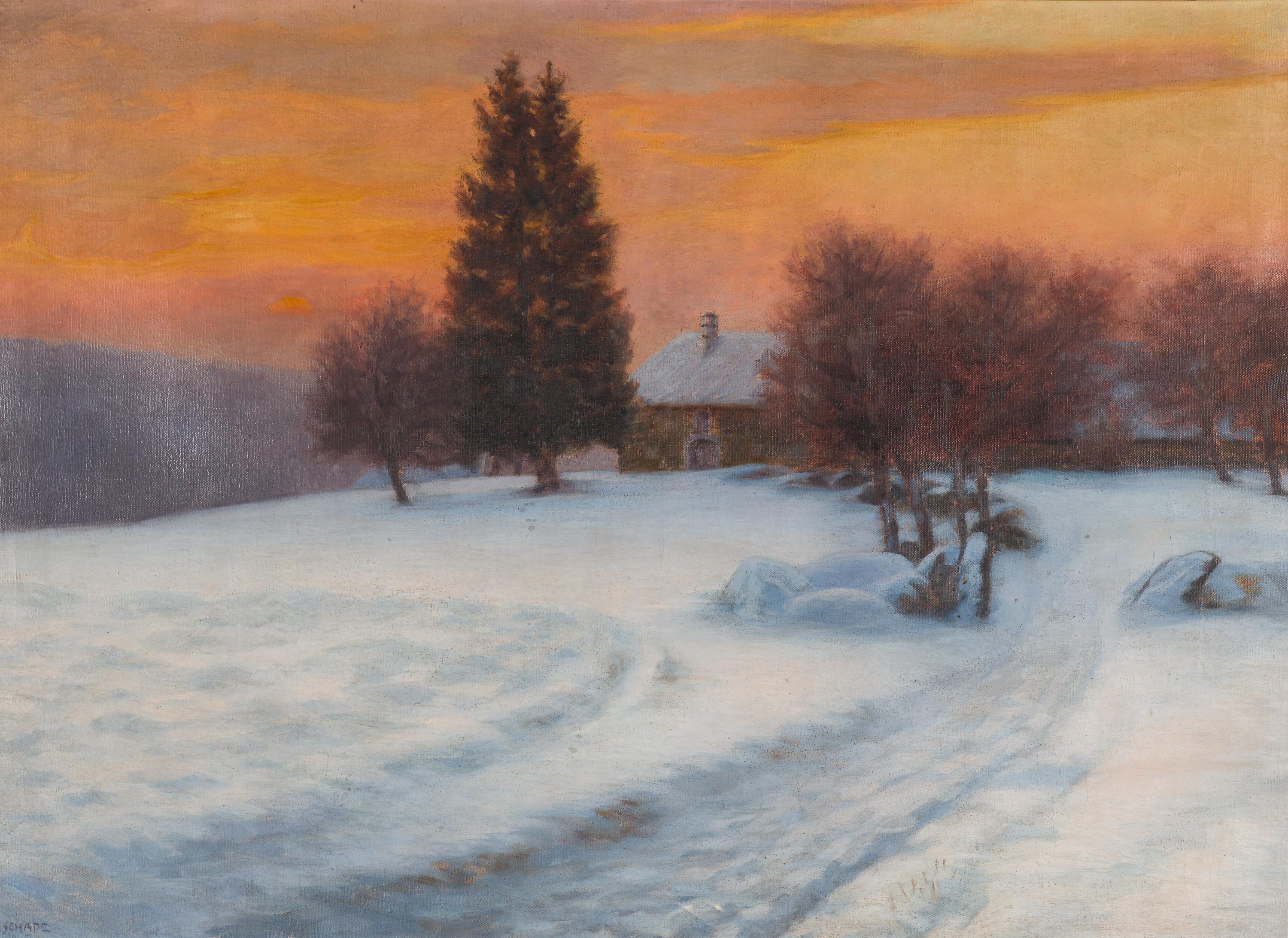 Karl Martin Schade Landscape Painting - Schneelanschaft / Snowy landscape