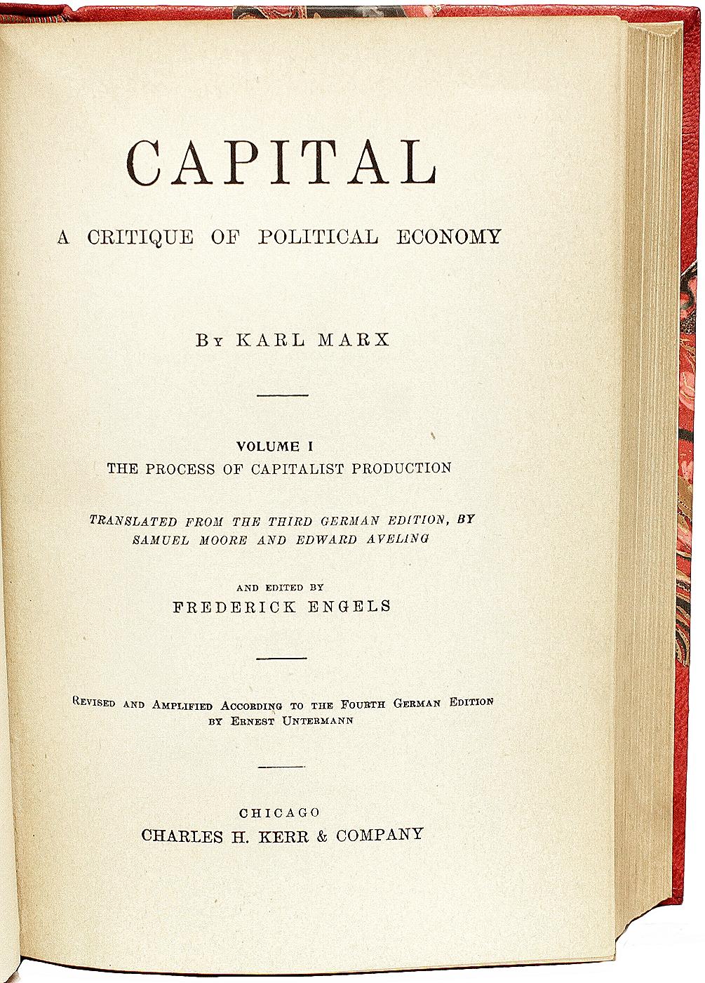 American Karl MARX. Capital A Critique Of Political Economy. 1906, 1933, 1909 - 3 vols. For Sale