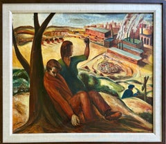 "Strike" American Scene Social Realism 1930s WPA Modern Industrial Landscape