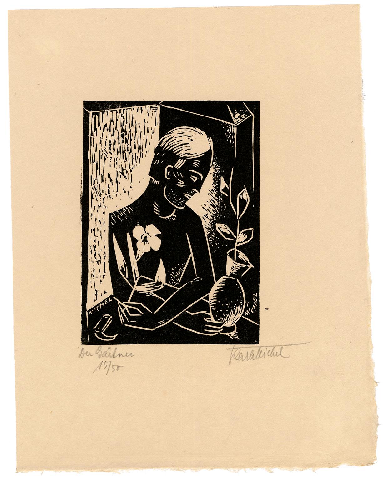 'Der Gartner' (The Gardener) — 1920s German Expressionism - Print by Karl Michel
