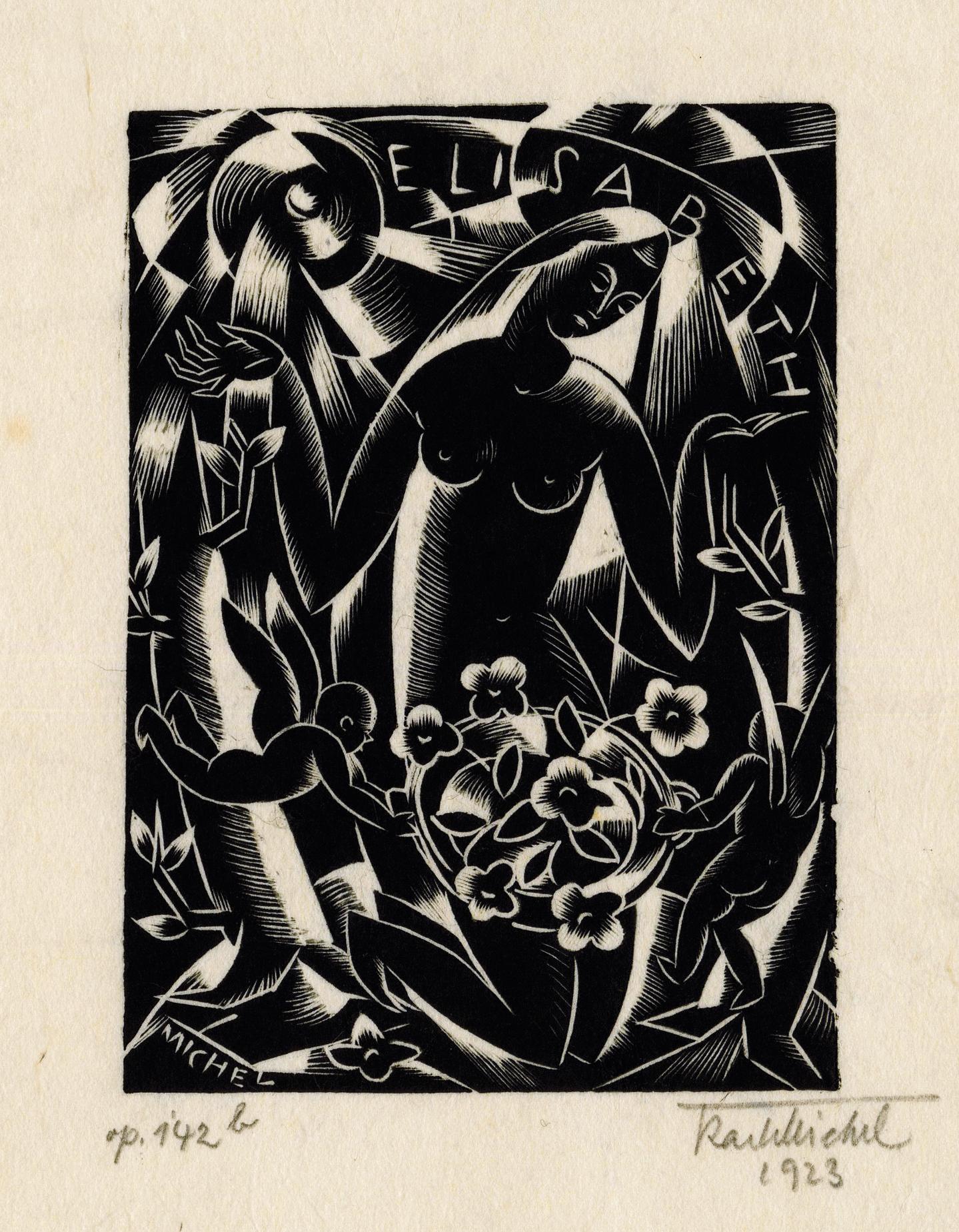 'Elisabeth' — 1020s German Expressionist, Signed Woodcut