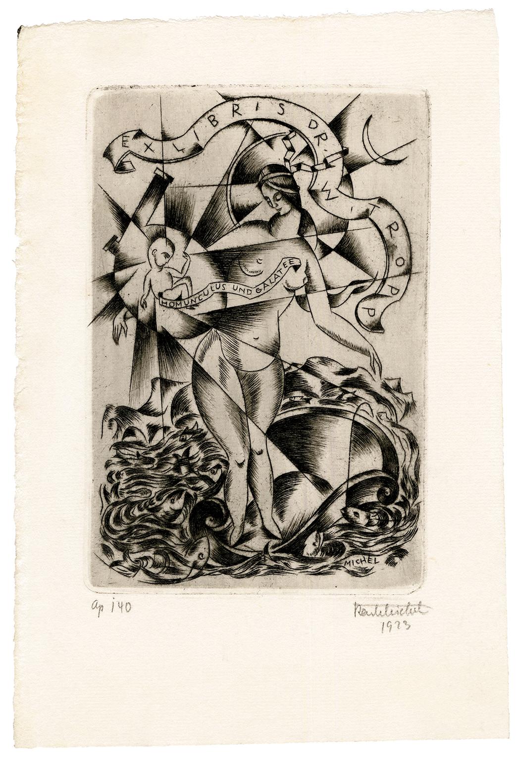 'Ex Libris Dr. Witropp' — German Expressionism - Print by Karl Michel
