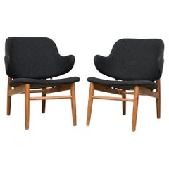 Karl Mid-Century Stil Nussbaum & strukturierte, anthrazitgraue gepolsterte Holzsessel