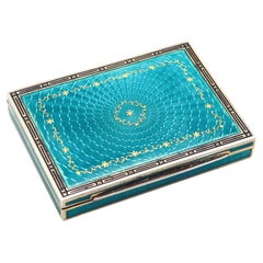 KARL NEUDOLT 1922 Art Decó Caja de esmalte azul guilloché en plata 900