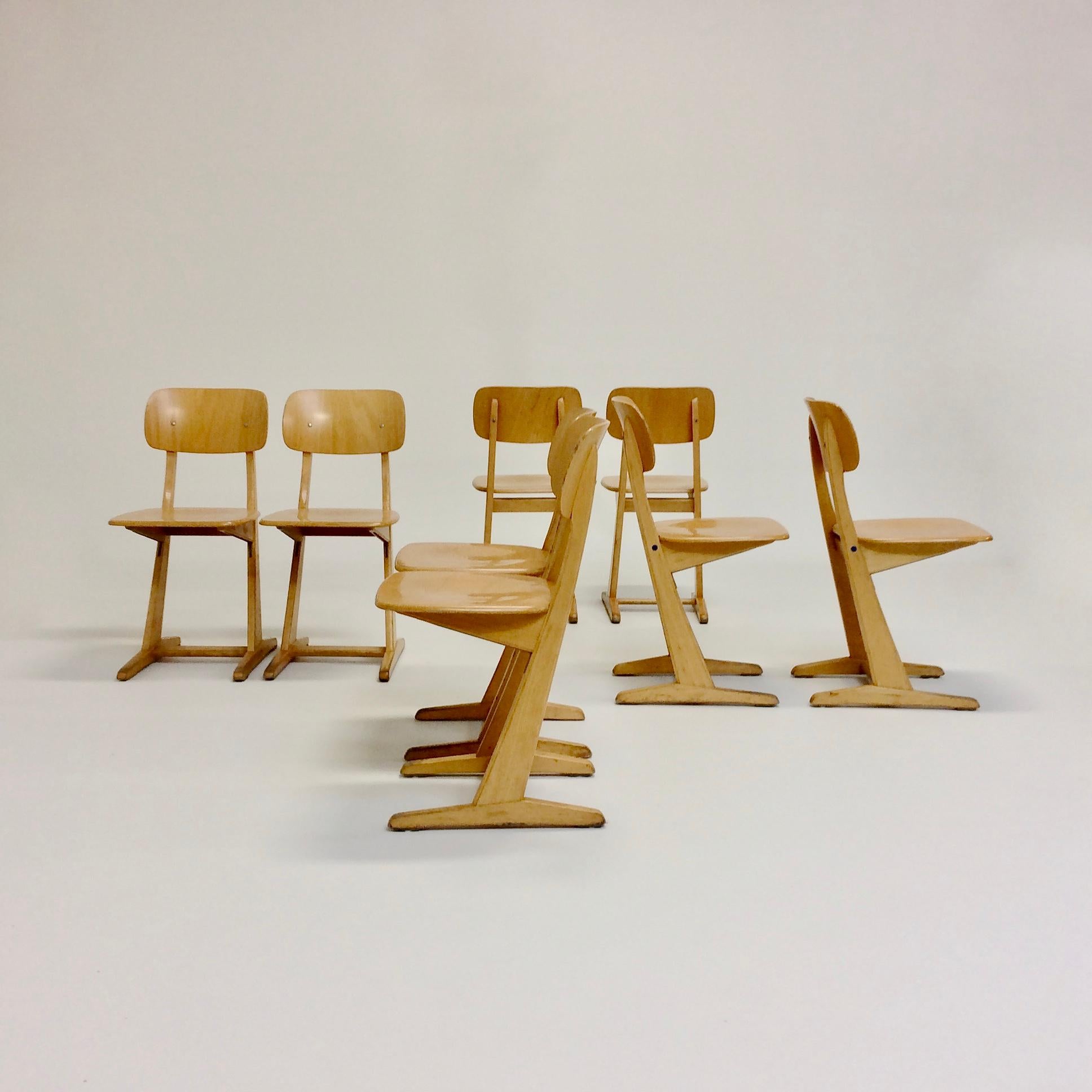 Mid-Century Modern Karl Nothhelfer for Casala Set of 8 Chairs, circa 1960, Germany