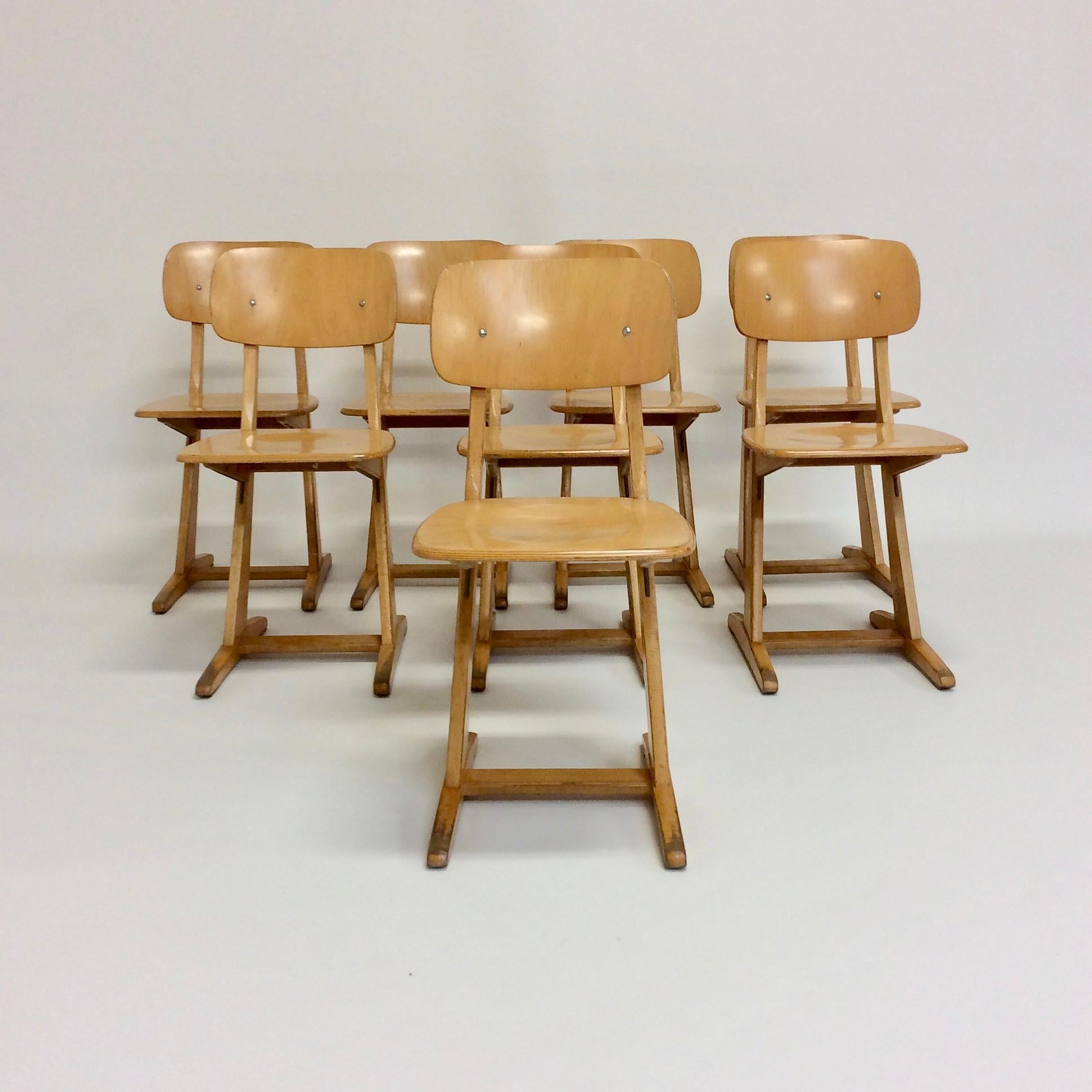 Karl Nothhelfer for Casala Set of 8 Chairs, circa 1960, Germany In Good Condition In Brussels, BE