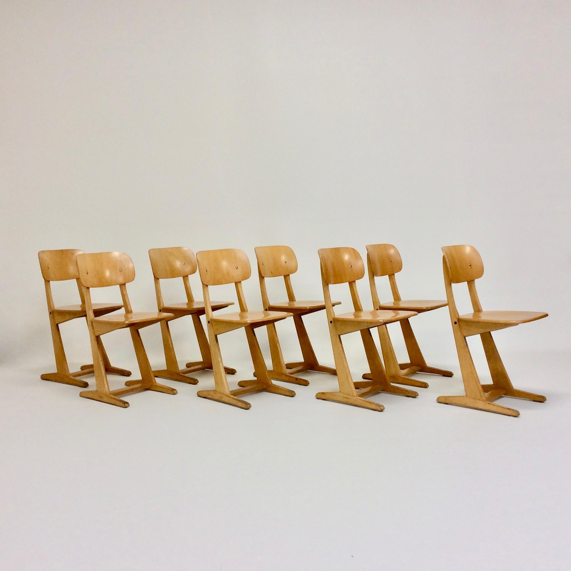 Mid-20th Century Karl Nothhelfer for Casala Set of 8 Chairs, circa 1960, Germany