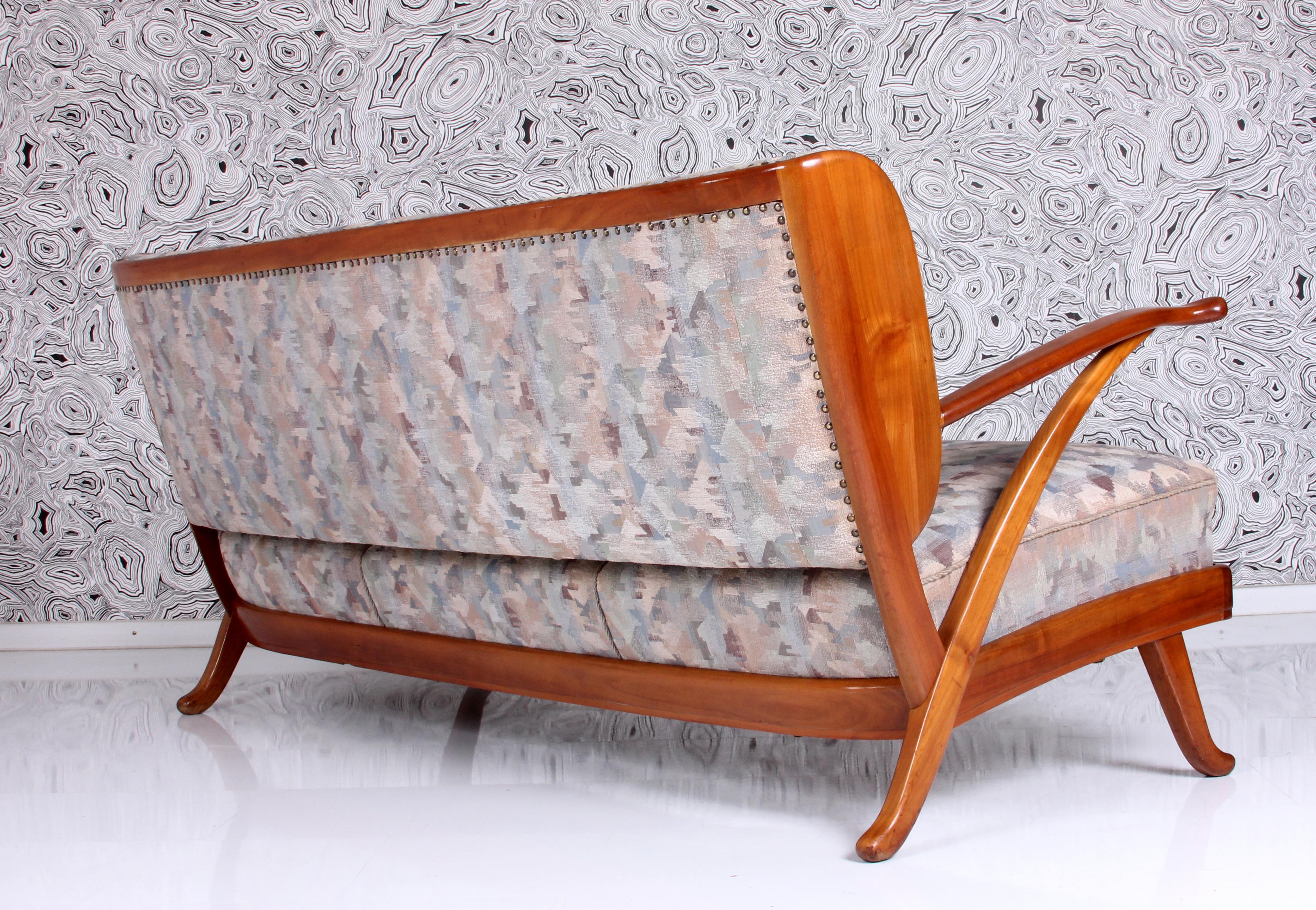 Karl Nothhelfer very rare SET of 2 Wingback Armchairs & Sofa 1950s solid Cherry  For Sale 8