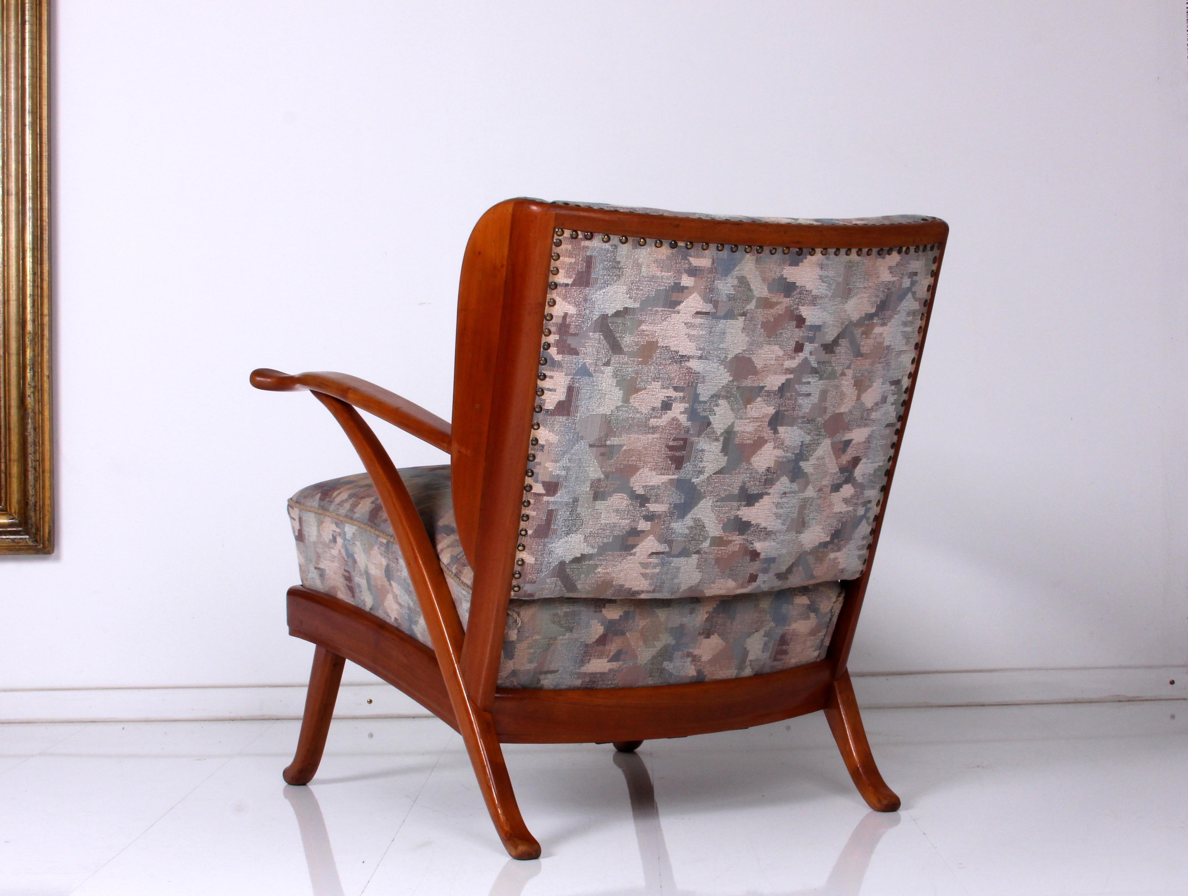 Karl Nothhelfer very rare SET of 2 Wingback Armchairs & Sofa 1950s solid Cherry  For Sale 10