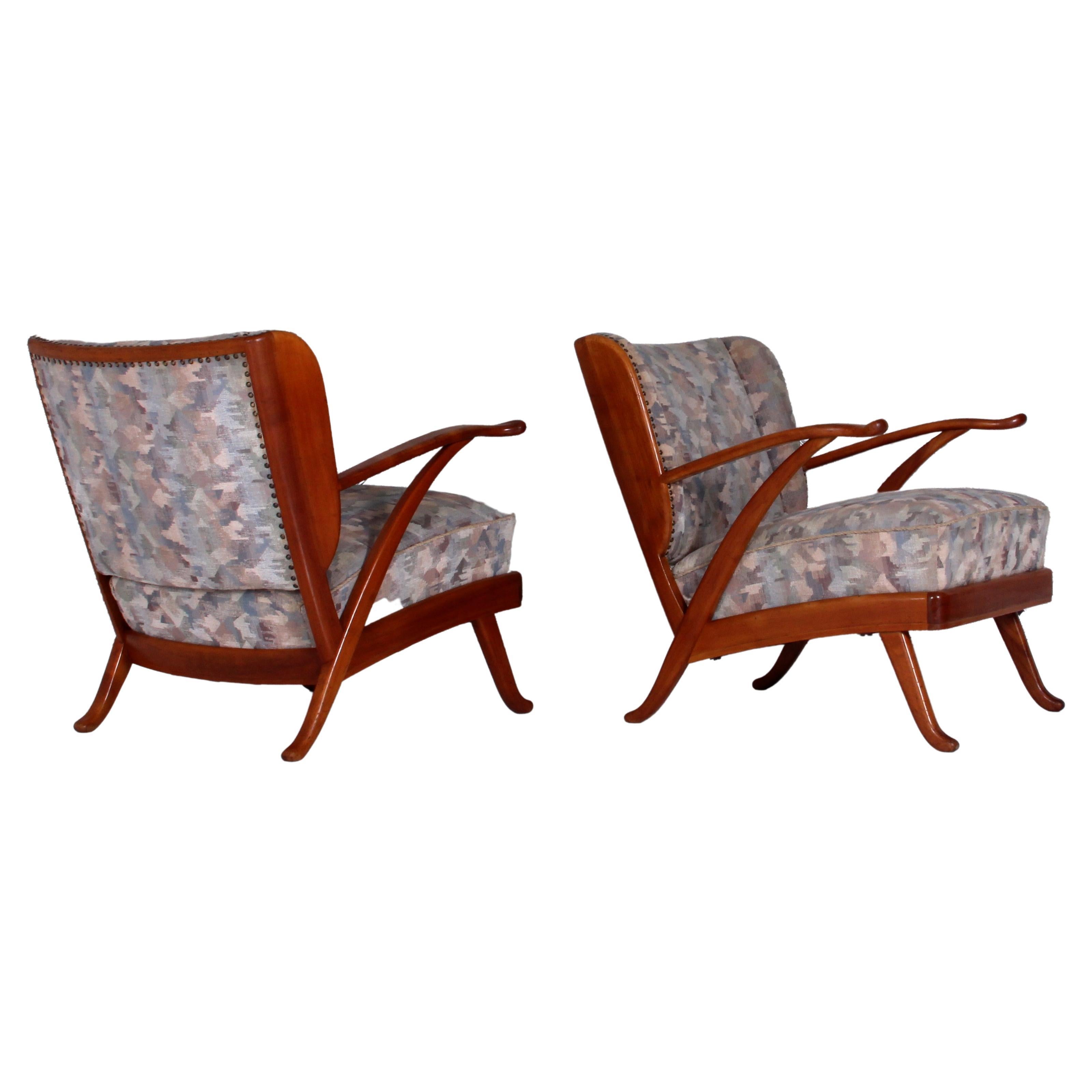 Karl Nothhelfer très rare SET of 2 Wingback Armchairs & Sofa 1950s solid Cherry 