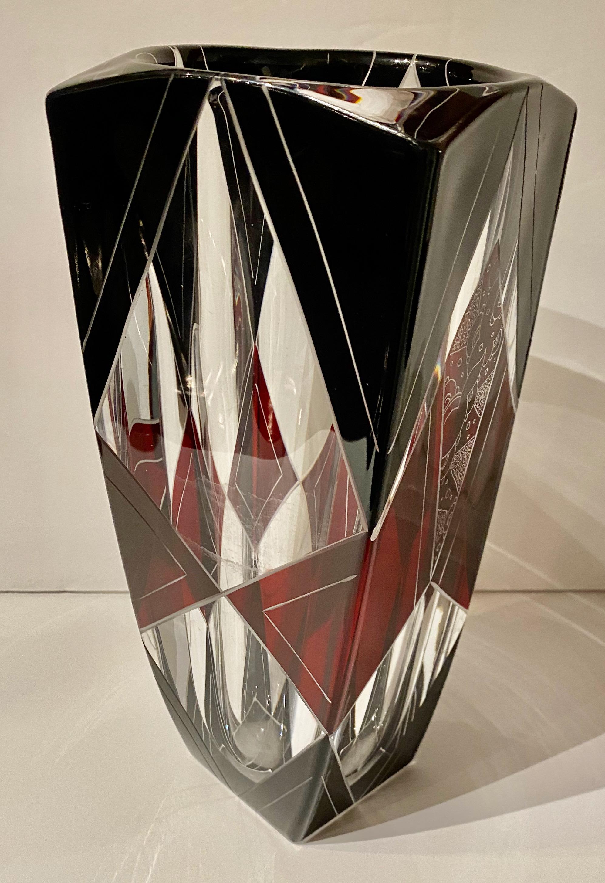Karl Palda Art Deco Czech Glass Vase Rare In Good Condition In Oakland, CA