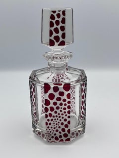 Karl Palda Art Deco Cologne Bottle / Decanter with Ruby Red Cheetah Design