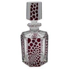 Botella / Decantador de Colonia Art Decó Karl Palda con diseño de guepardo rojo rubí