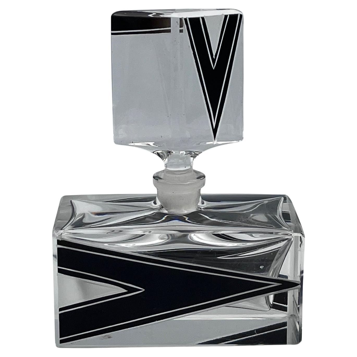Karl Palda Enamel and Etched Glass Perfume Bottle