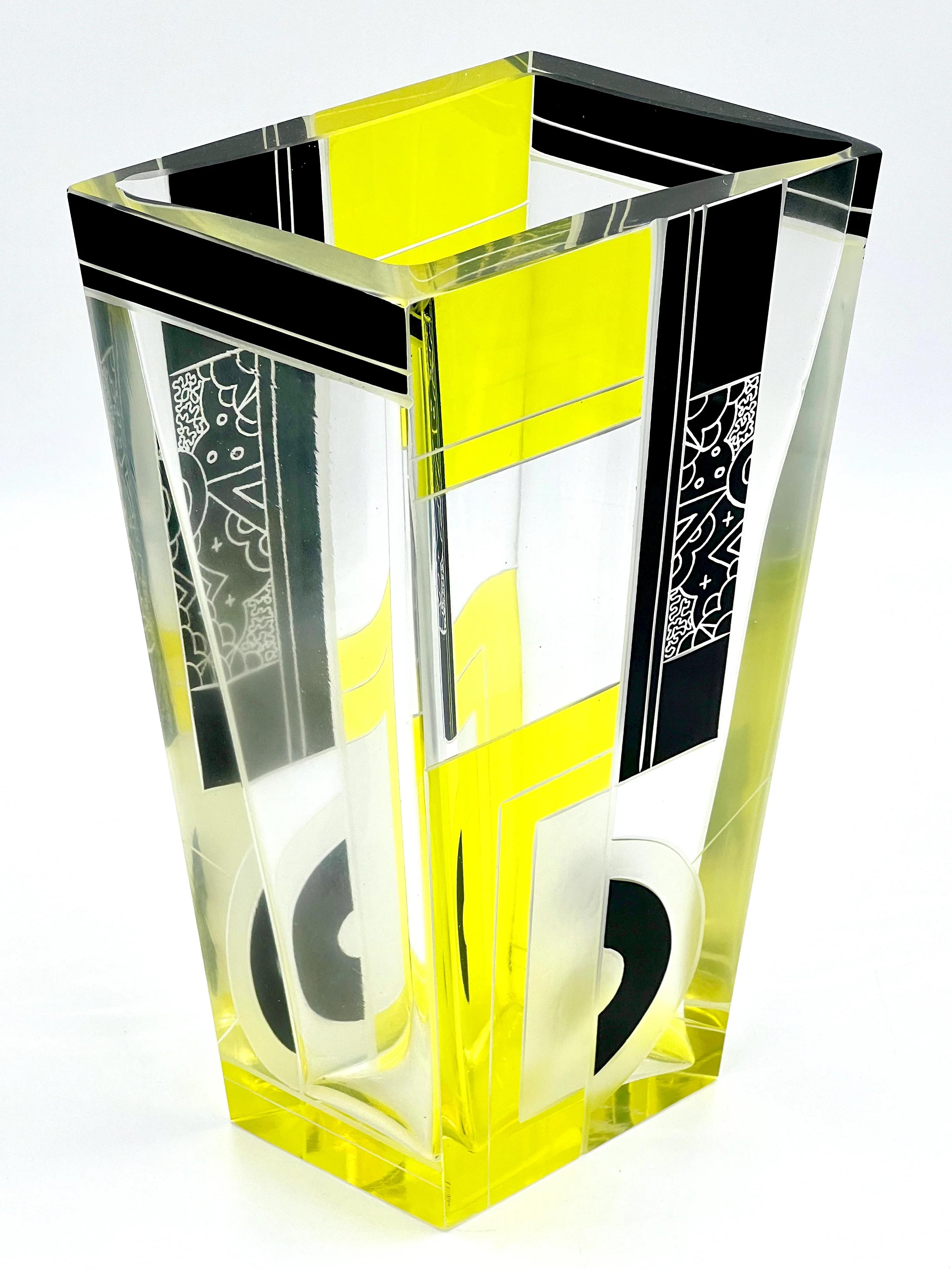 Verre Karl Palda Glassworks (Tchécoslovaquie) Vase Art Déco 8.5