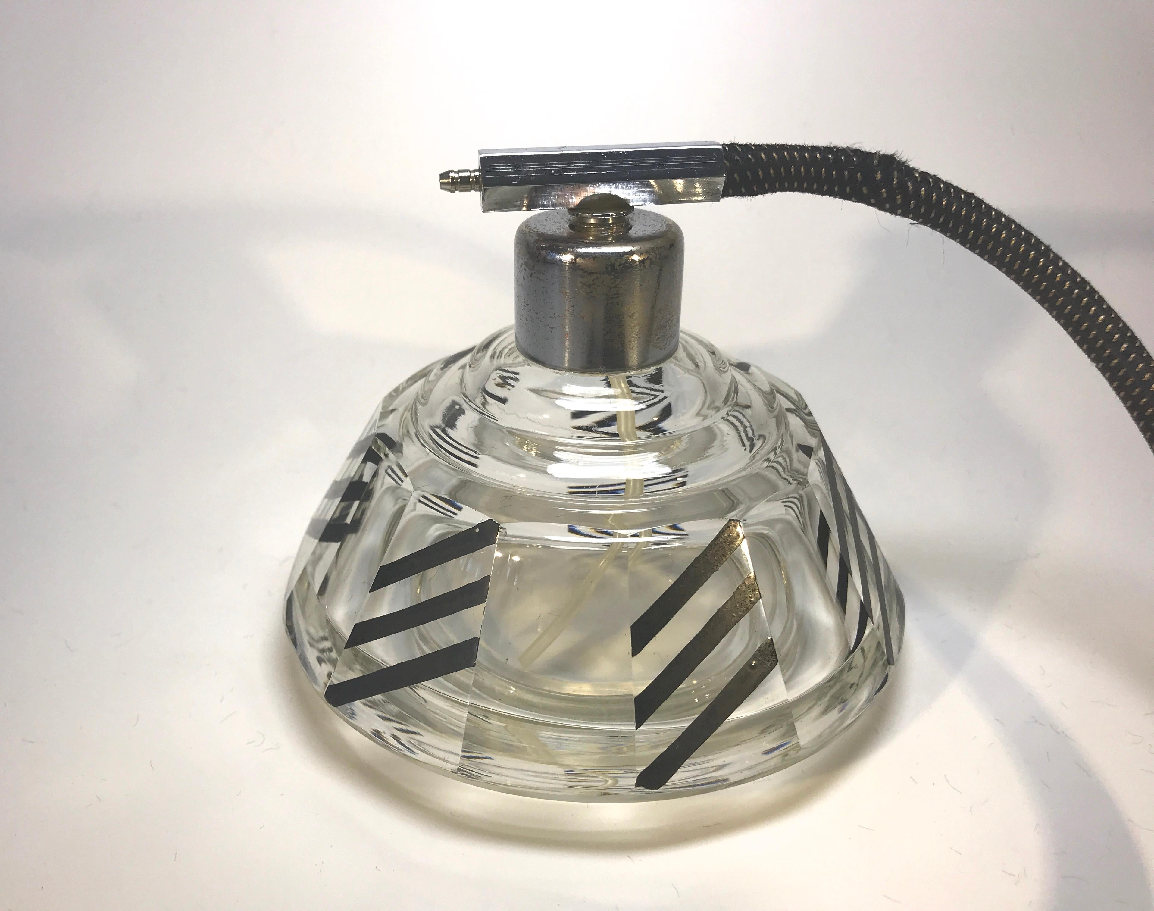 20th Century Karl Palda Original, Art Deco Czech Black Enamel Perfume Atomiser Bottle For Sale