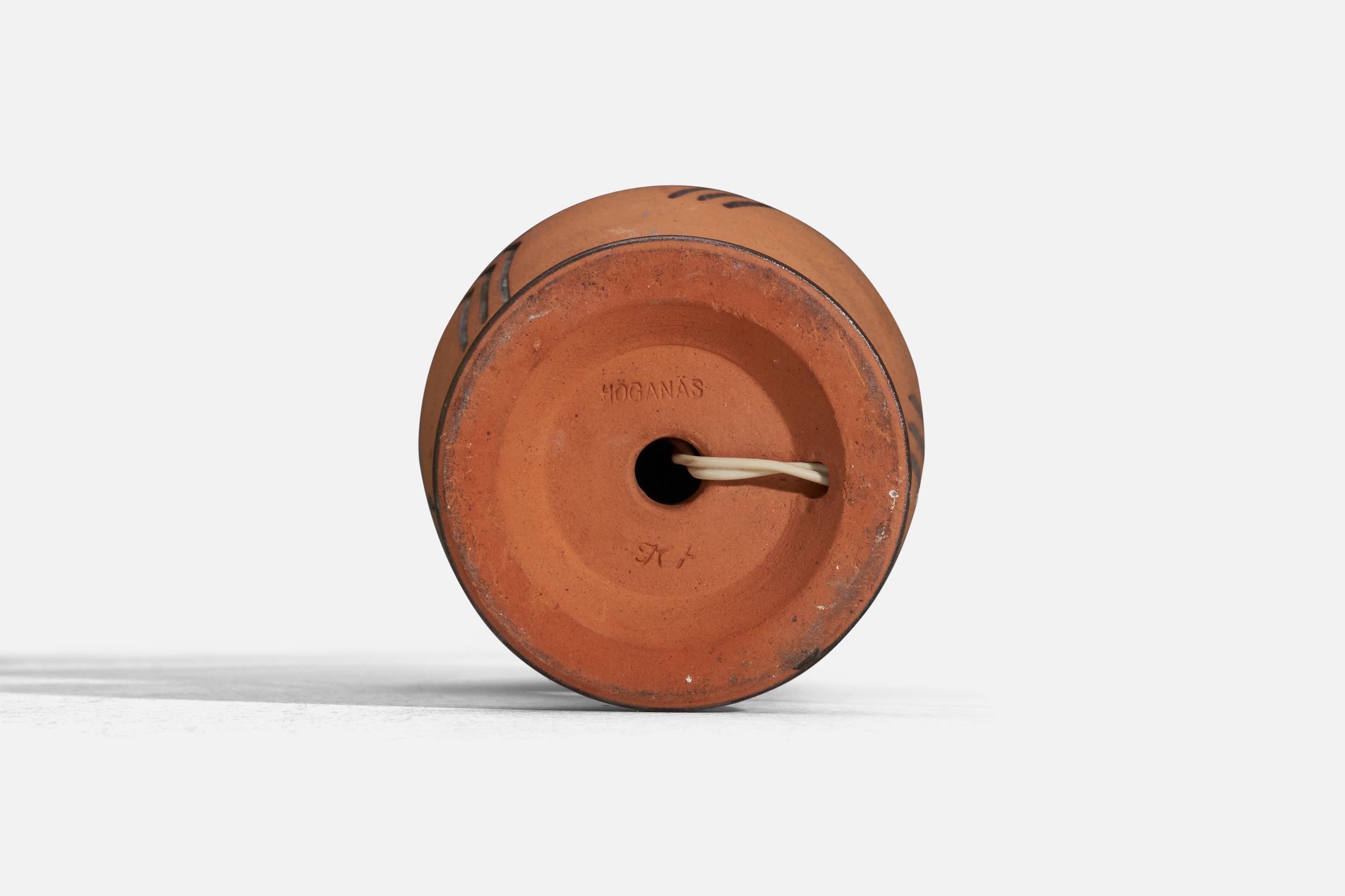 Karl Persson, lampe de table, grès émaillé Brown, Höganäs Keramik, Suède, années 1940 Bon état - En vente à High Point, NC