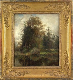 Karl Peter Burnitz, Woodland View With Pond, Oil Painting 