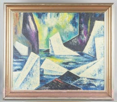 Karl Peter Olsvig Andersen. Oil on canvas. Icebergs. Motif from Greenland.