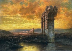 Les ruines de l'Aqua Claudia" huile sur toile de Karl Plock