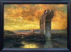 Les ruines de l'Aqua Claudia" huile sur toile de Karl Plock