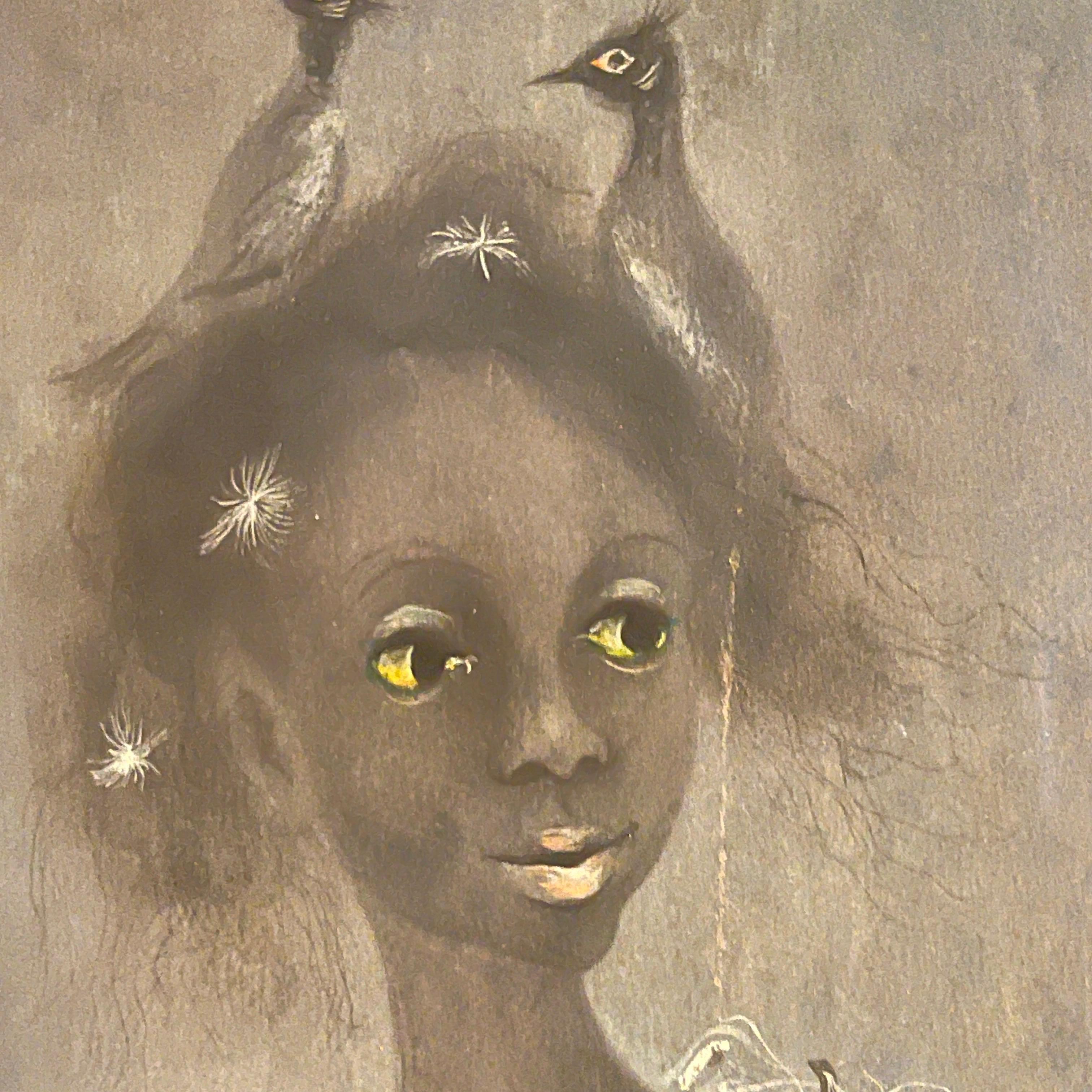 Karl Priebe Original Artwork Woman and Birds 3