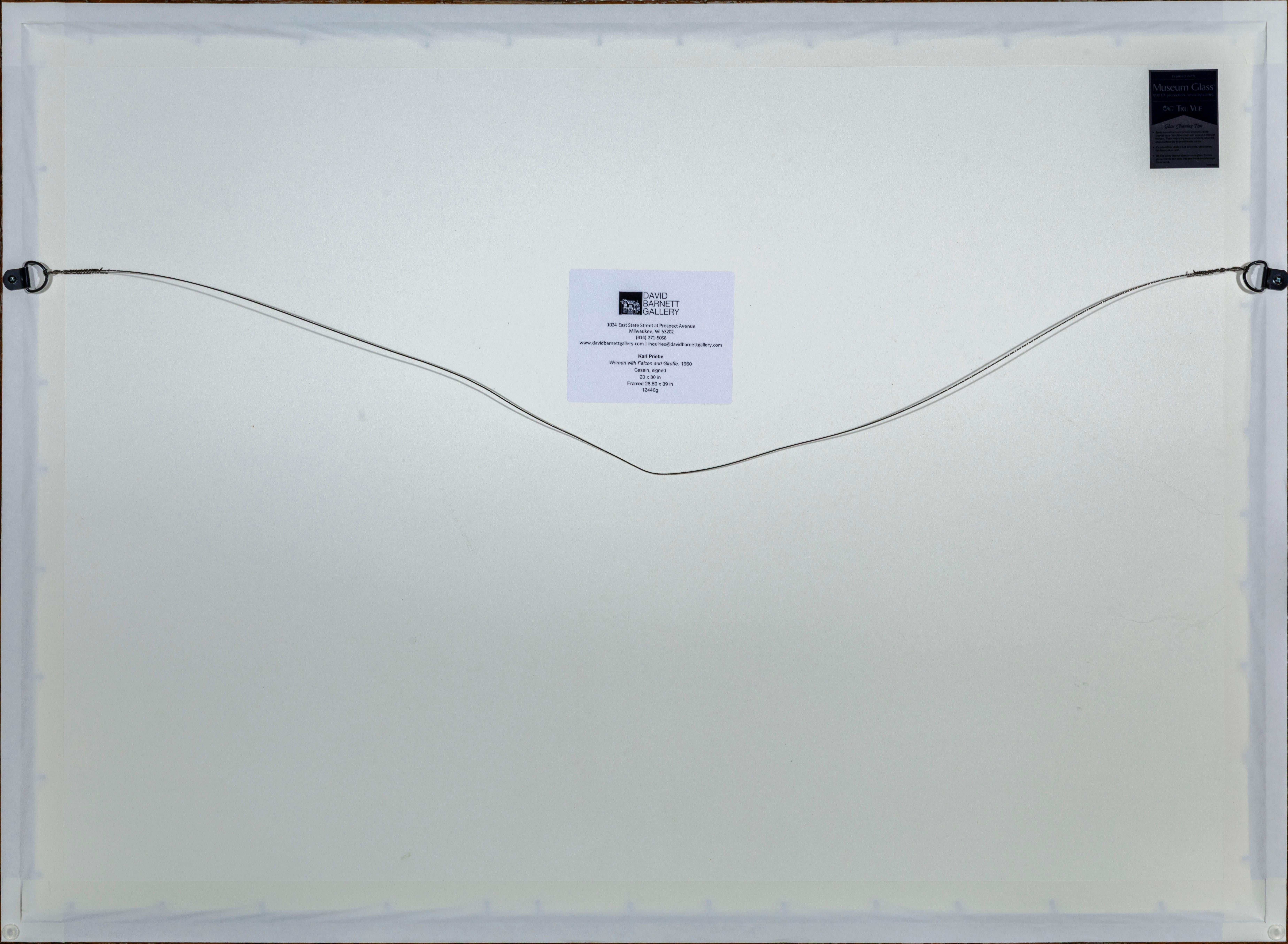 Frau mit Falke und Giraffe – Painting von Karl Priebe