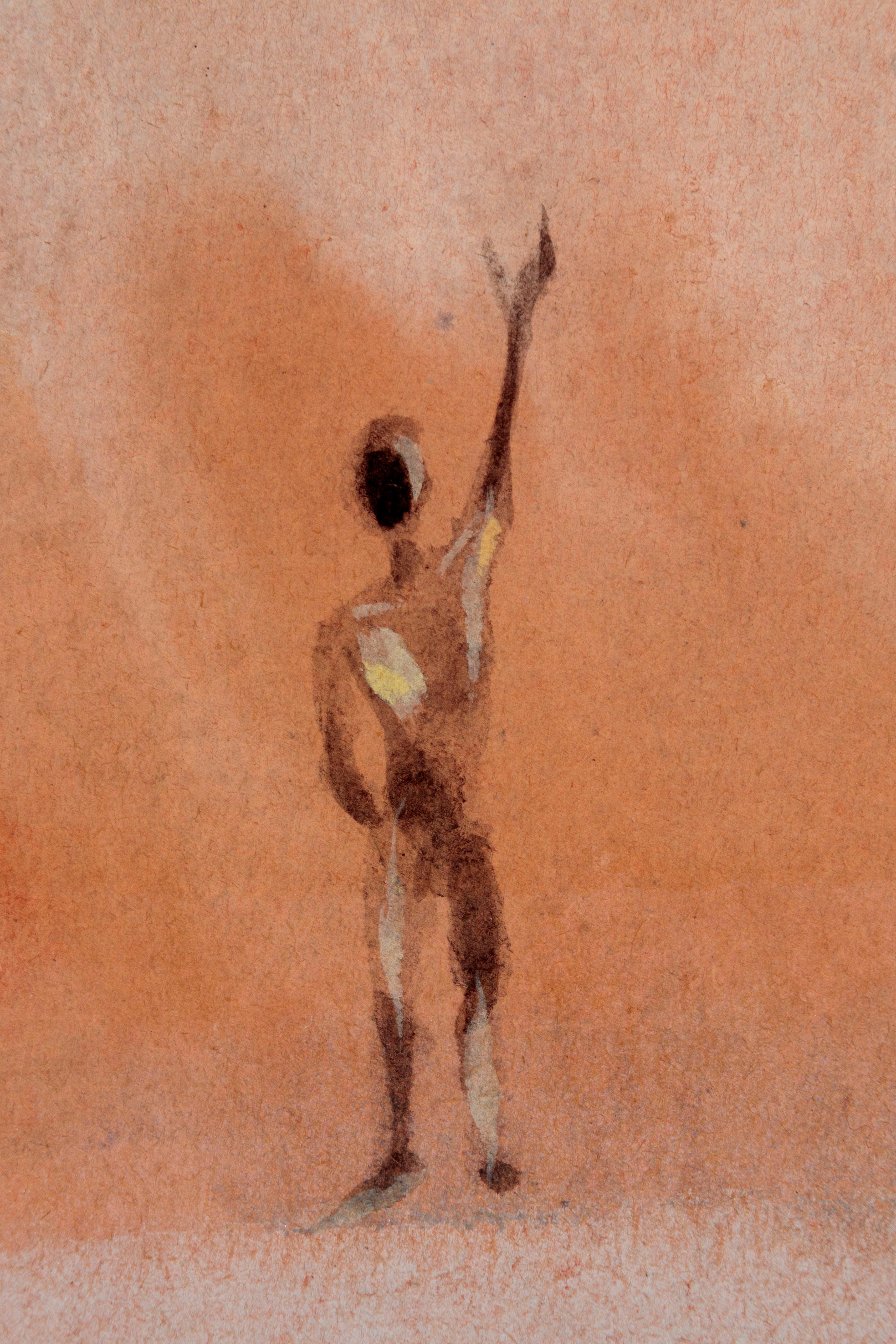 Frau mit Falke und Giraffe im Angebot 1