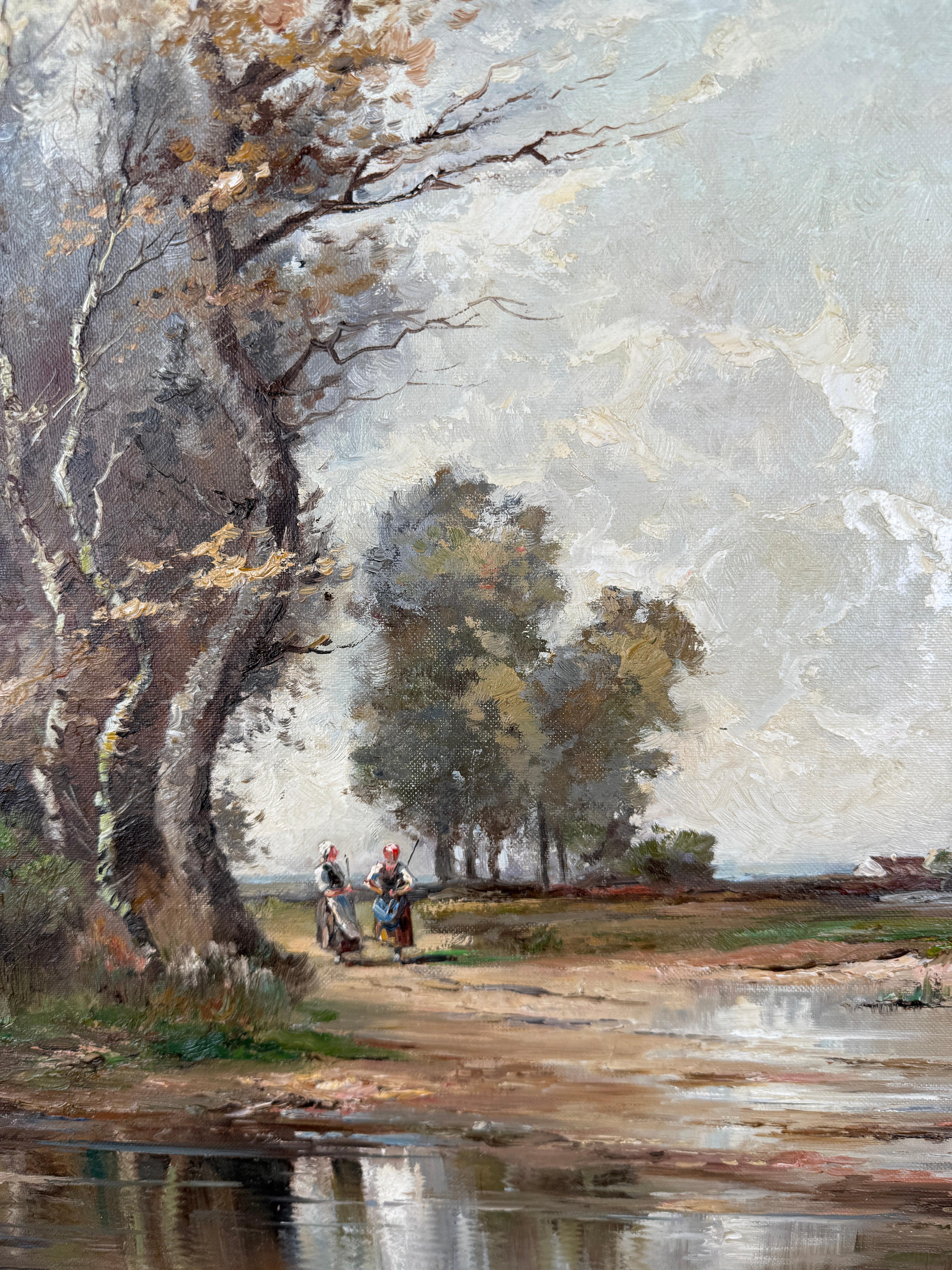 Due fanciulle presso un ruscello dopo Narciso Diaz de La Pena Barbizon - Olio originale - Painting Impressionismo di Karl Richter