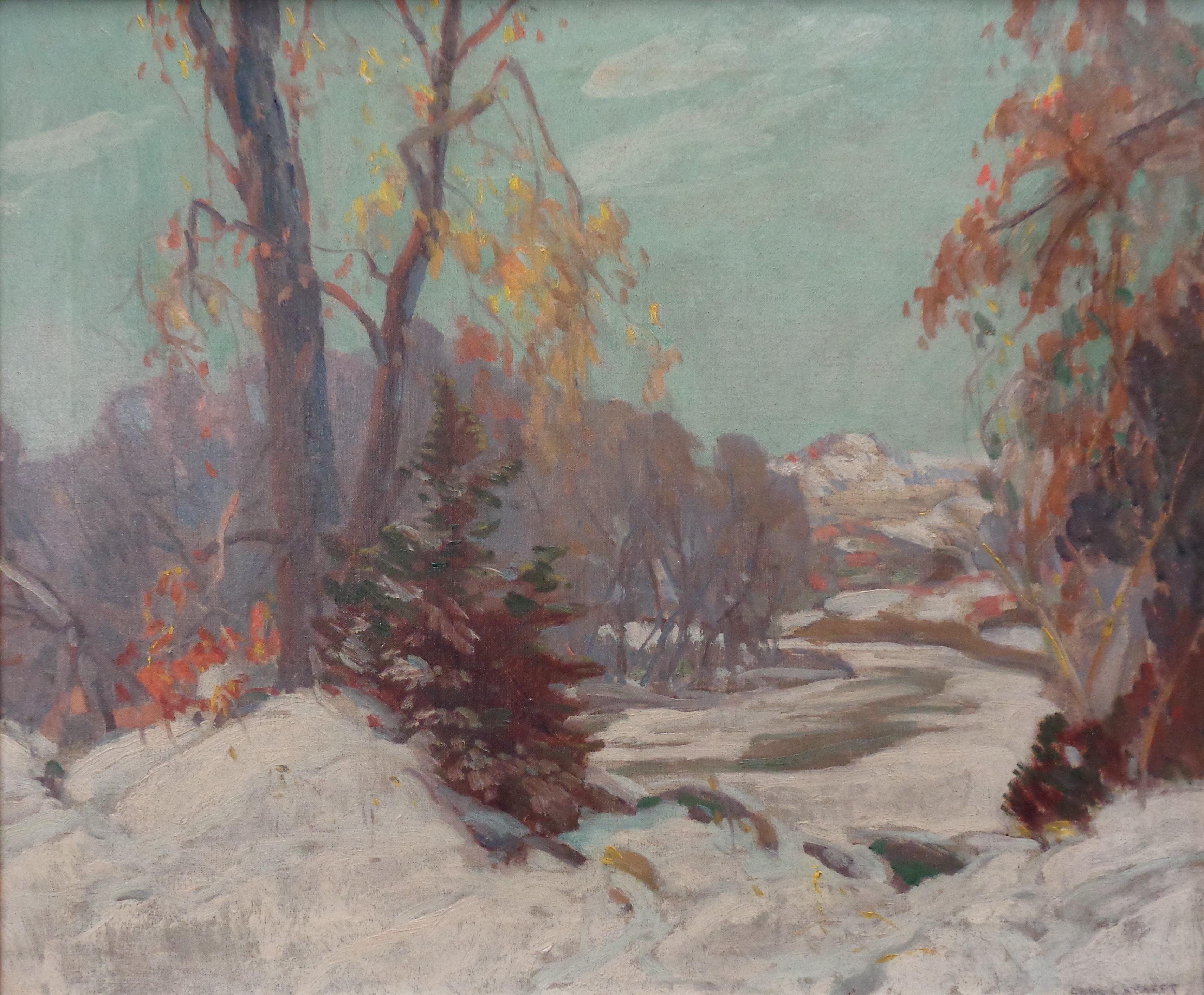 Artista impressionista americano Karl Rudolph Krafft dipinto ad olio Scena d'inverno in vendita 1