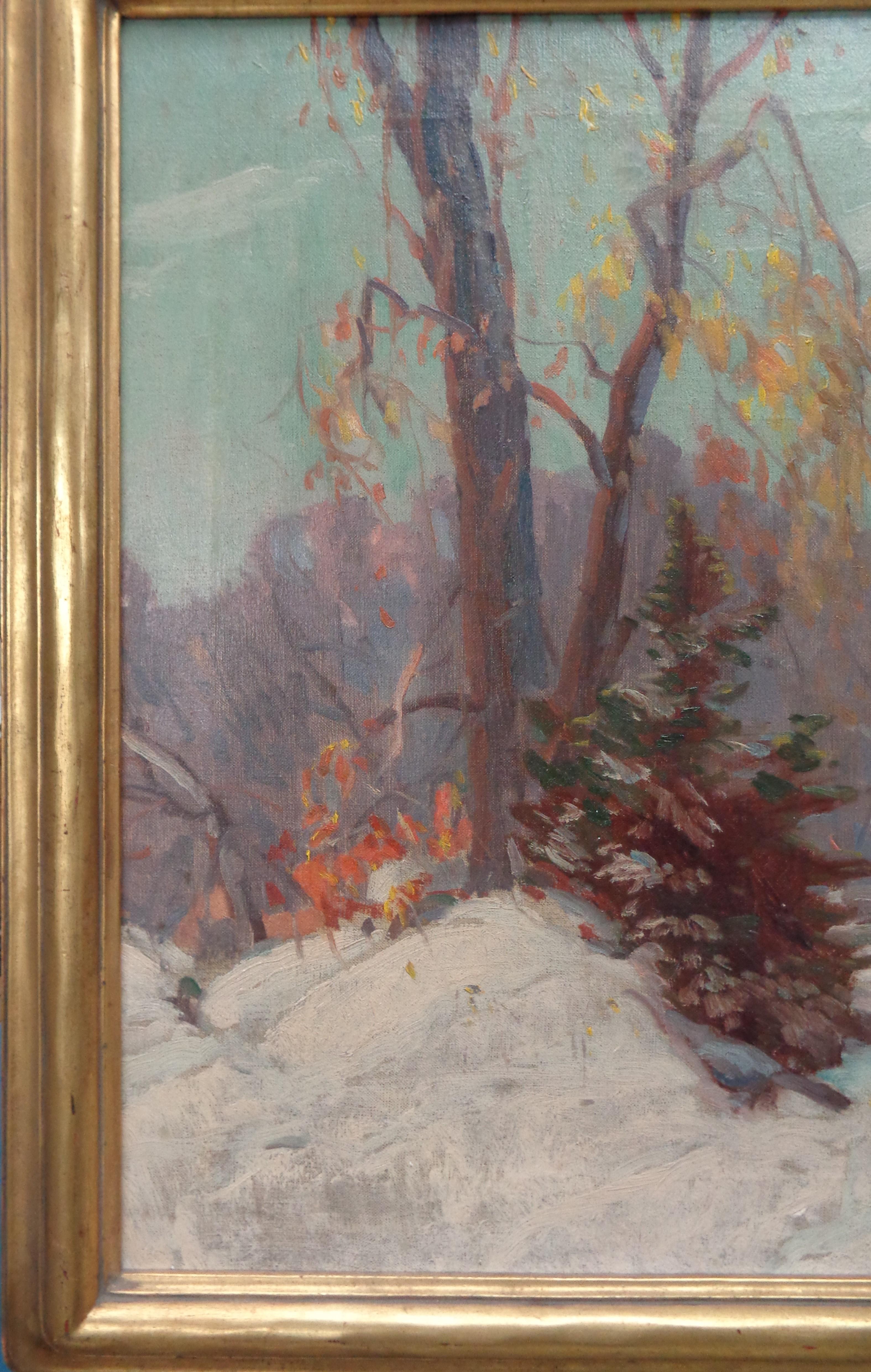 Artista impressionista americano Karl Rudolph Krafft dipinto ad olio Scena d'inverno in vendita 2