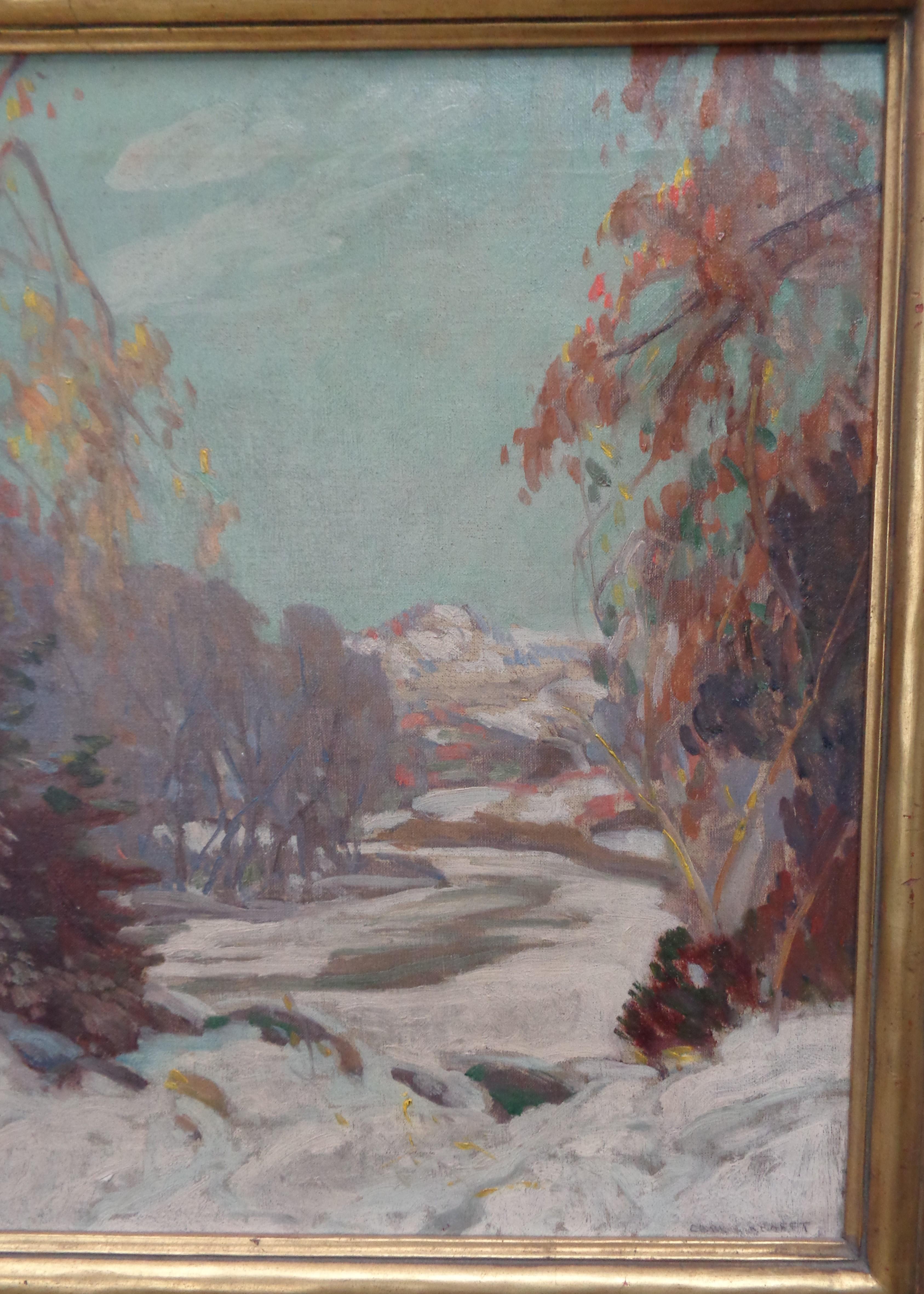 Artista impressionista americano Karl Rudolph Krafft dipinto ad olio Scena d'inverno in vendita 4