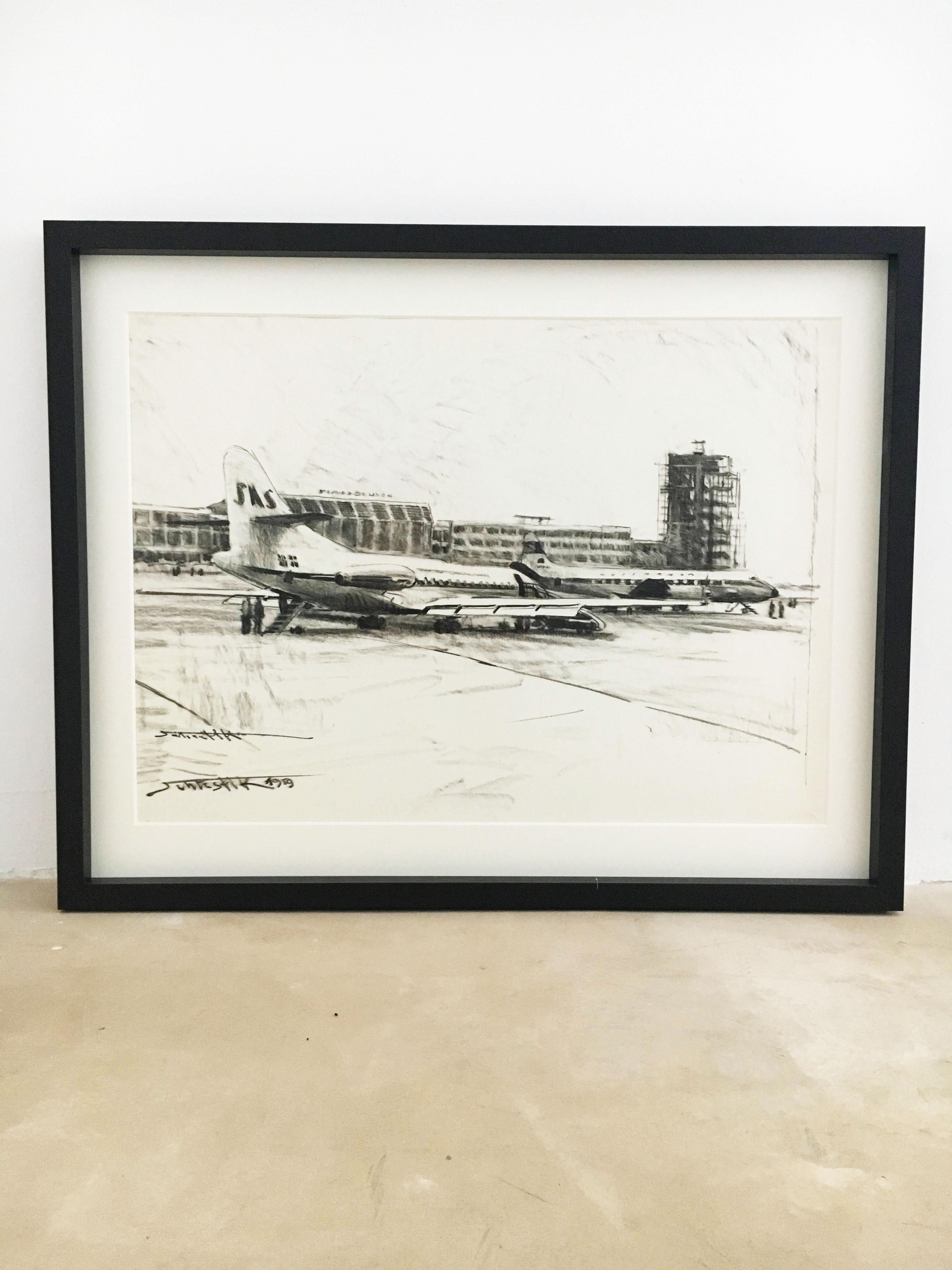 Karl Schiestl Original airport Vienna 'Neubau' drawings 'No. IIII', Austria, 1959.