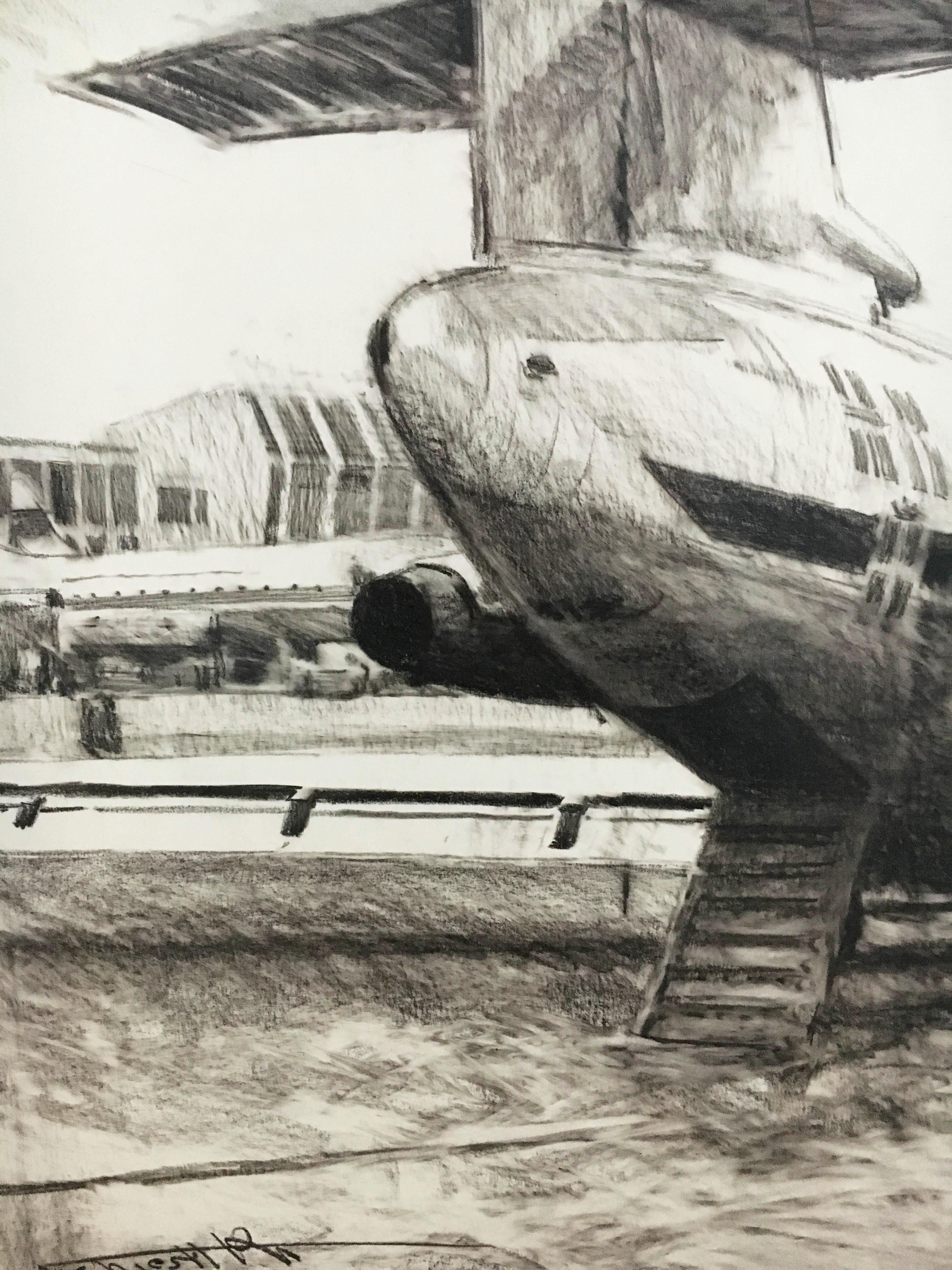 Karl Schiestl Original Airport Vienna 'Neubau' Drawings 'No. III', Austria, 1959 For Sale 3