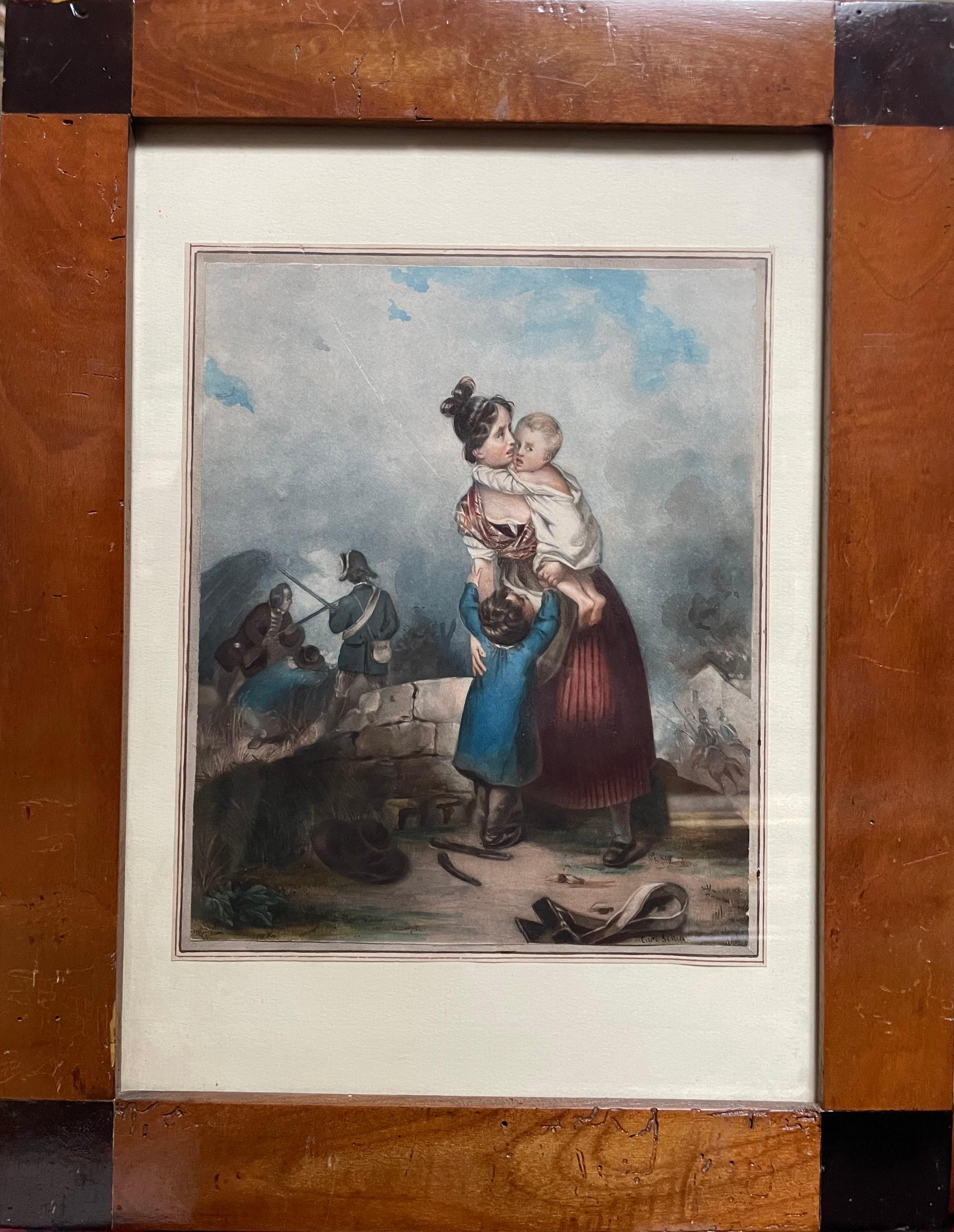 Figurative Painting di Karl Schindler (1821-1842) - "Scena di genere romantico"