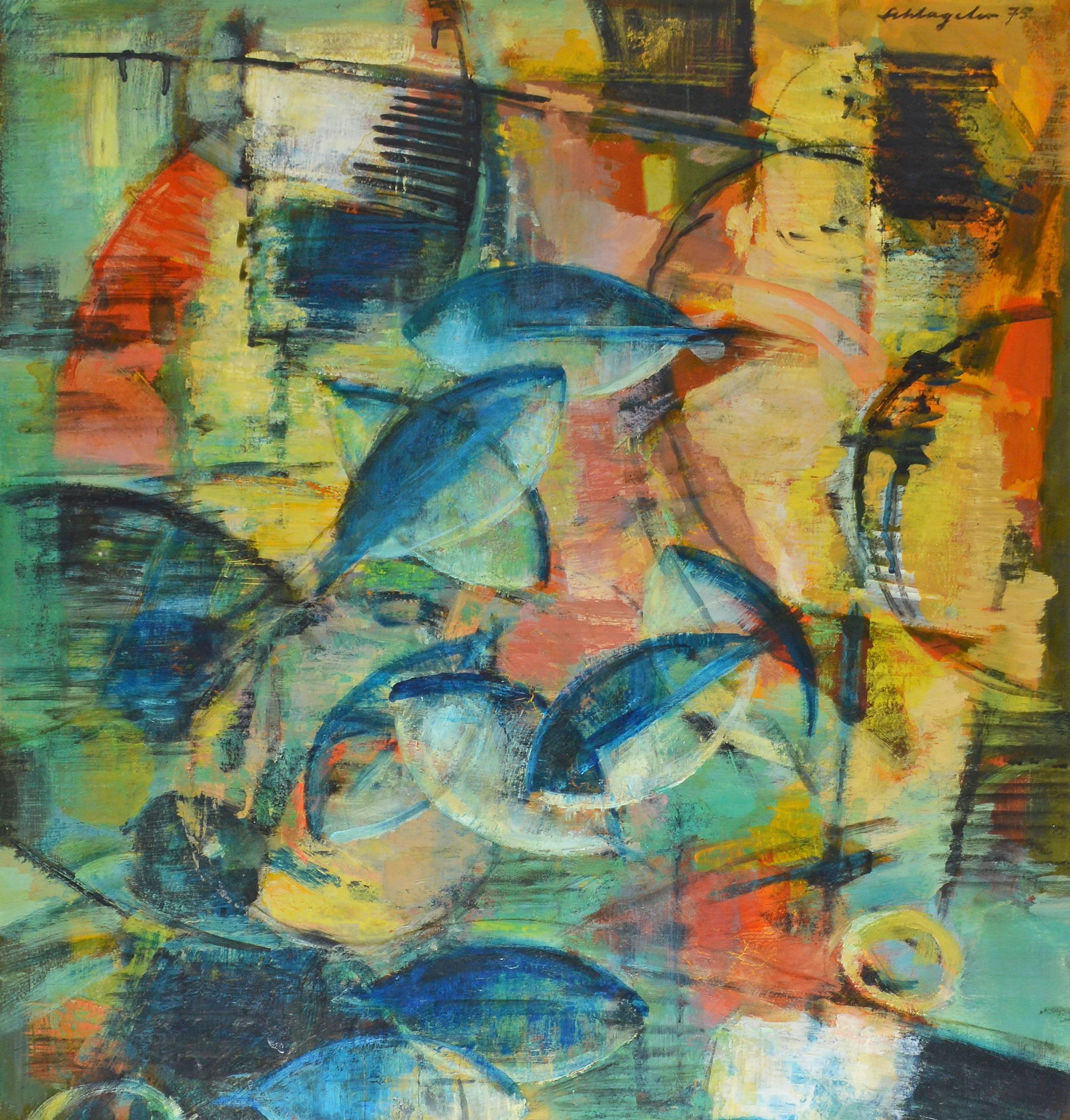 Abstract Expressionist Composition with Fish by Karl Schlageter 3